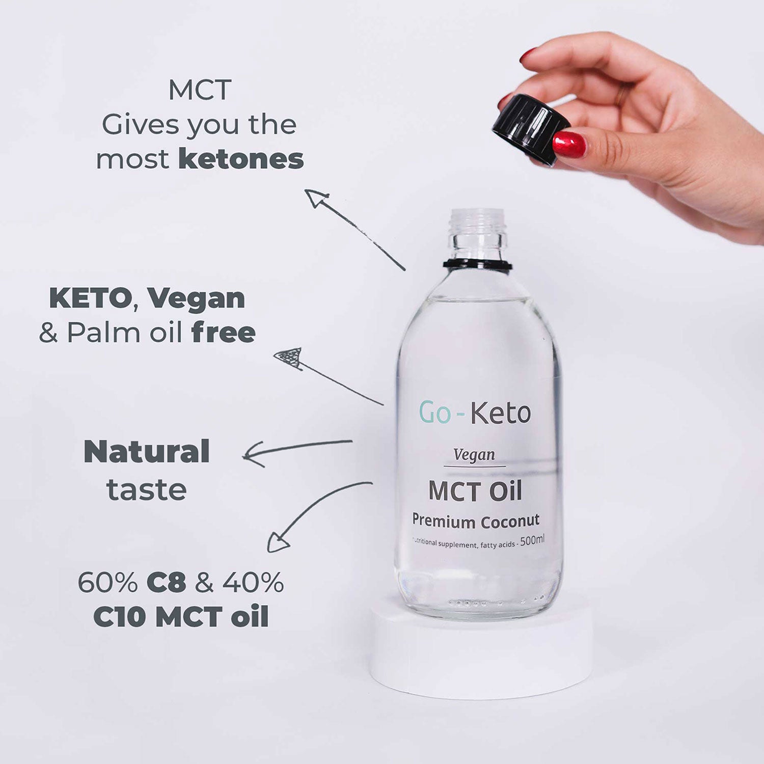 MCT Oil C8/C10 Go-Keto 500ml Syrup Bottle
