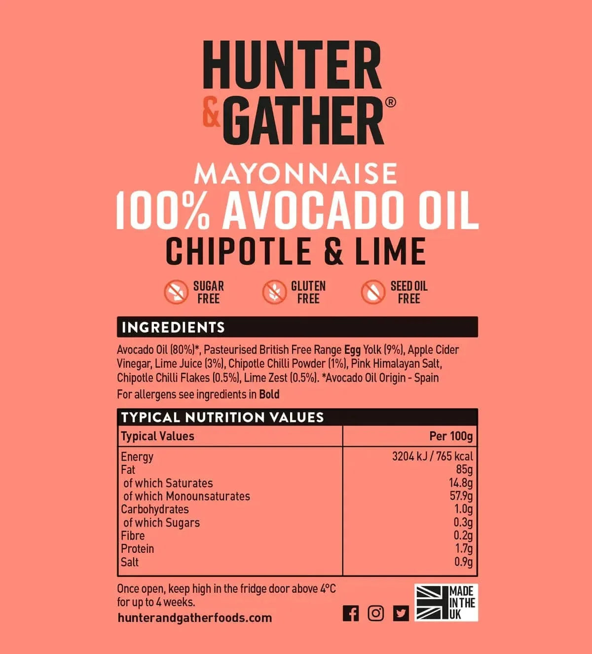 Avocado Oil Mayonnaise Chipotle & Lime Hunter & Gather 175g hunter & gather 00900006