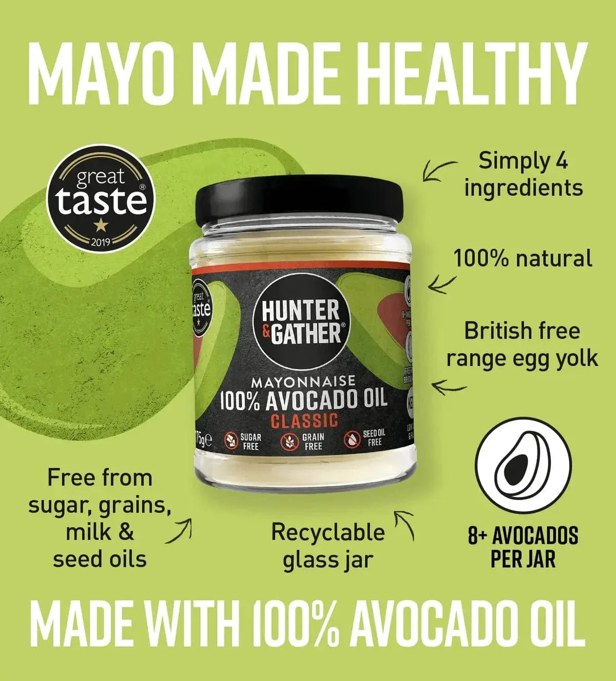 Avocado Oil Mayonnaise Classic Hunter & Gather 175g hunter & gather 00900005