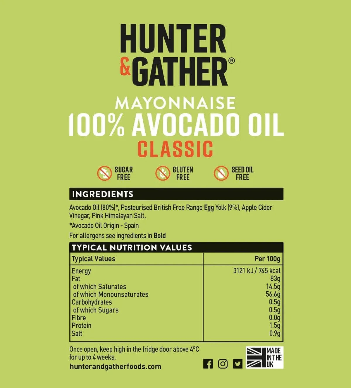 Avocado Oil Mayonnaise Classic Hunter & Gather 250g hunter & gather 00900008