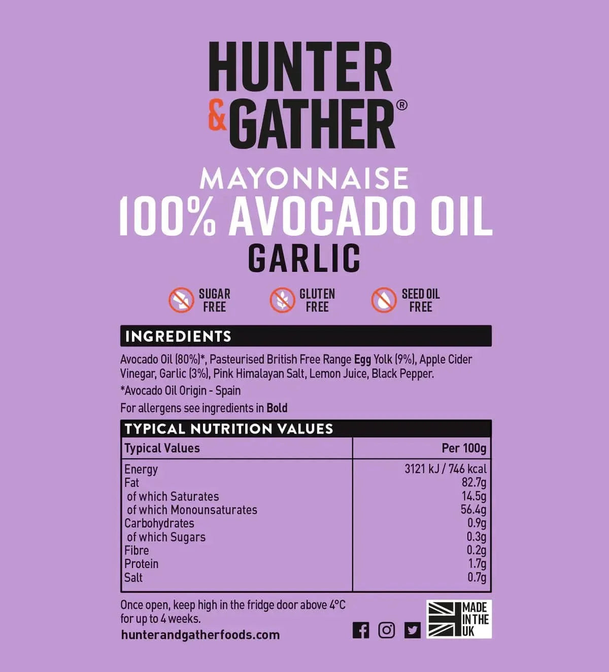 Avocado Oil Mayonnaise Garlic Hunter & Gather 175g hunter & gather 00900007