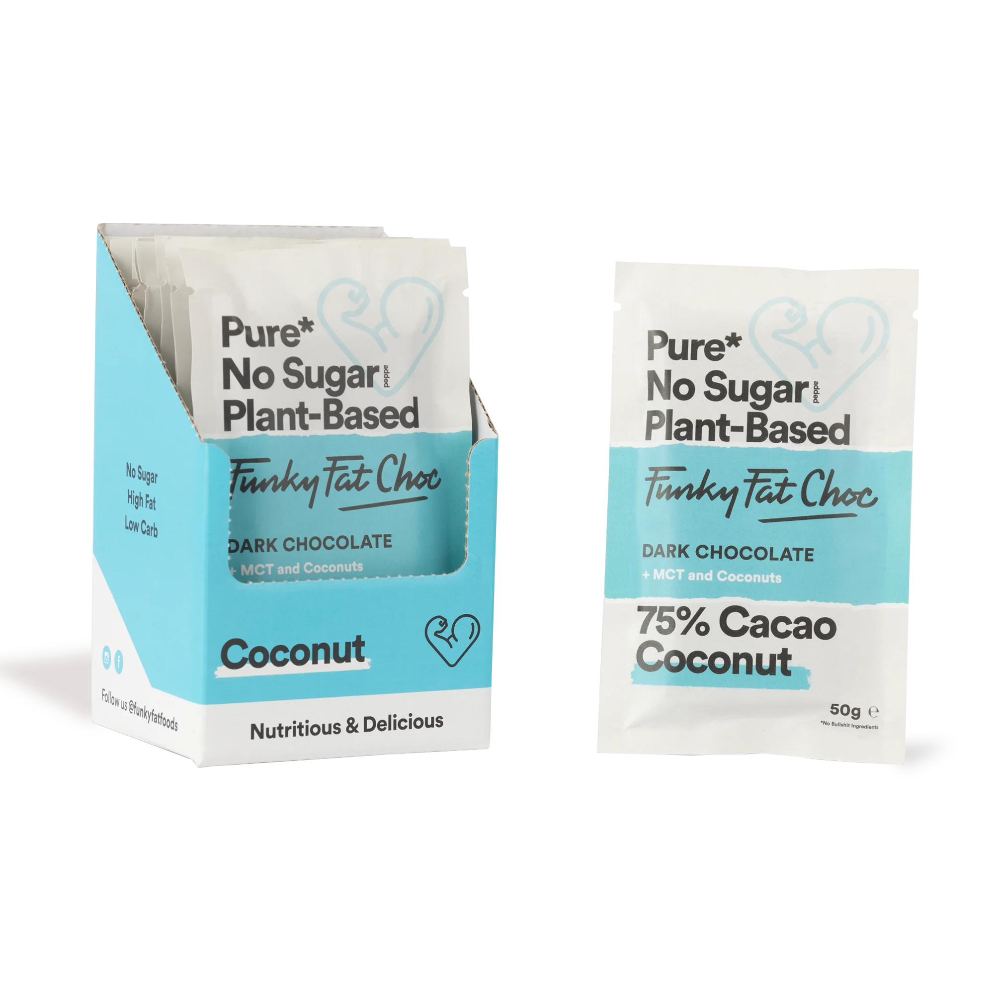 Bio Chocolate Bar Coconut Funky Fat Foods 50g x10 Funky Fat Foods P-FFB-11BCO