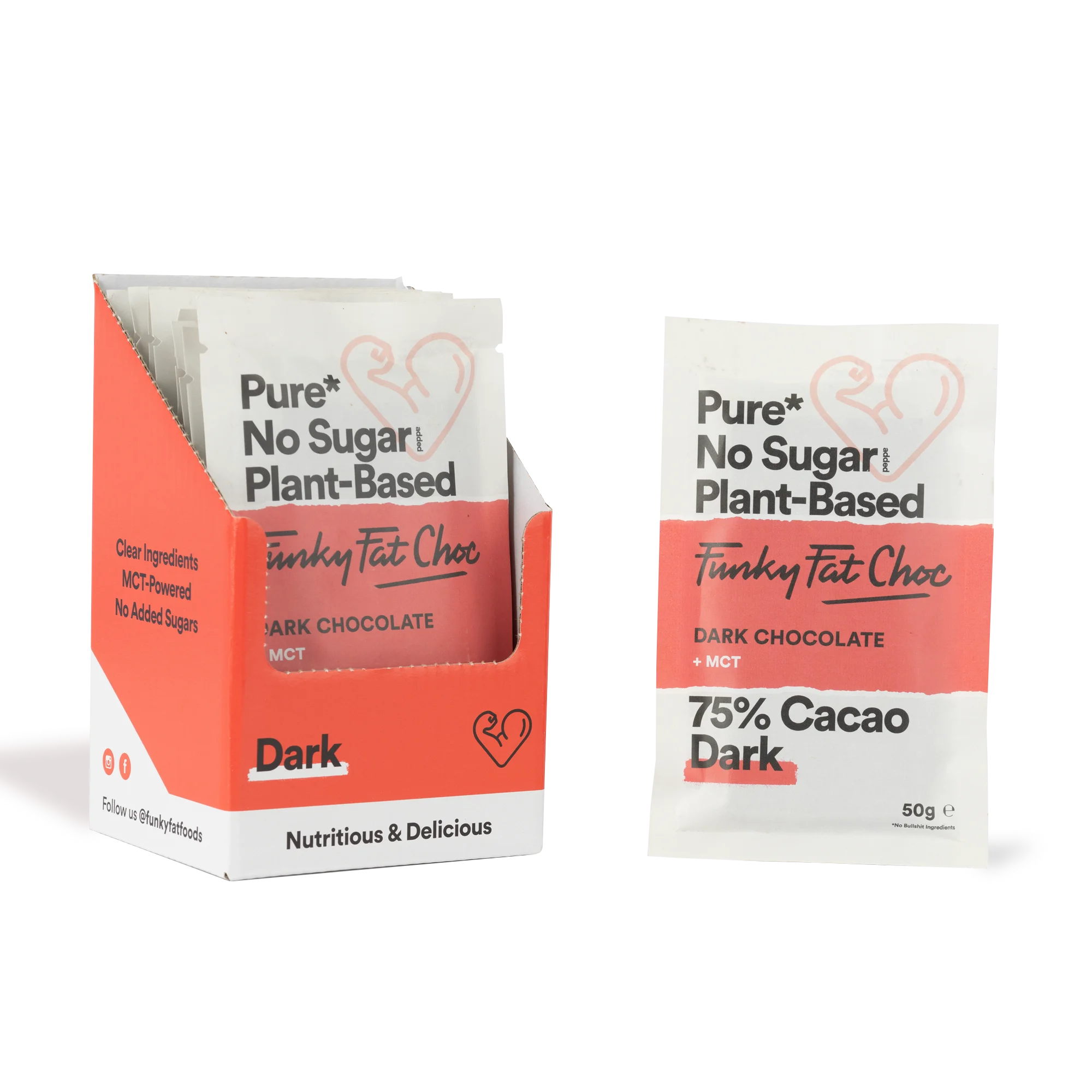 Bio Chocolate Bar Dark Funky Fat Foods 50g x10 Funky Fat Foods P-FFB-98BDA