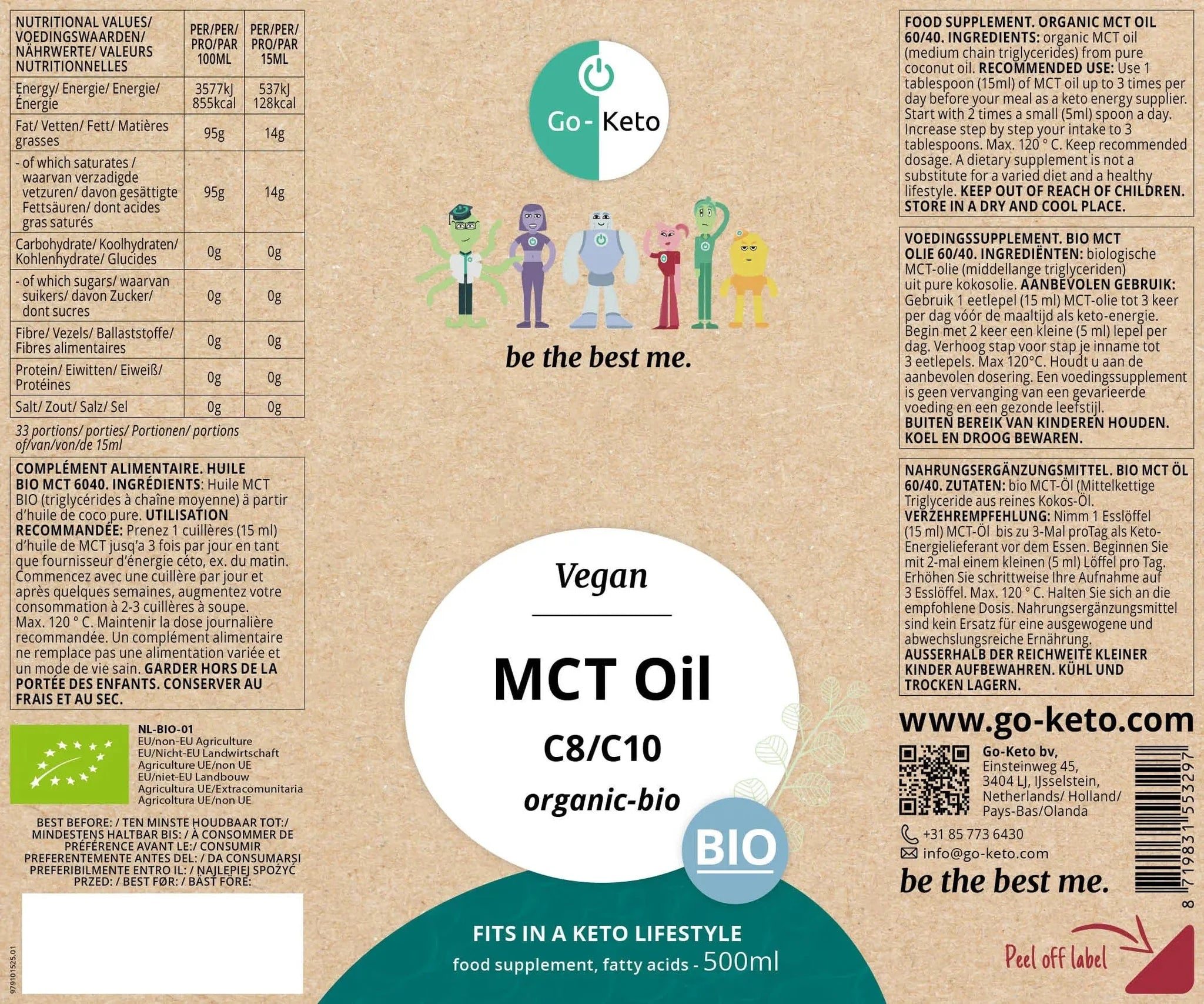 Bio Premium MCT Öl C8C10 Go-Keto 500ml – product overview