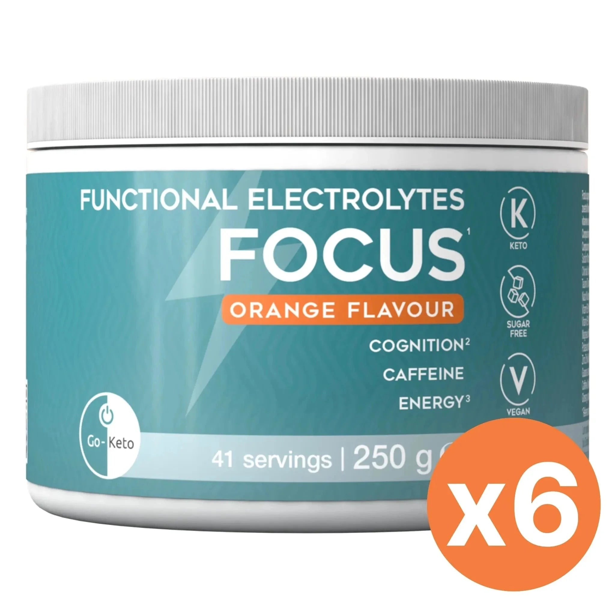 Functional Electrolytes Drink Mix Focus Orange Go-Keto 41 servings x6 go-keto O-GK-614-FOCUS