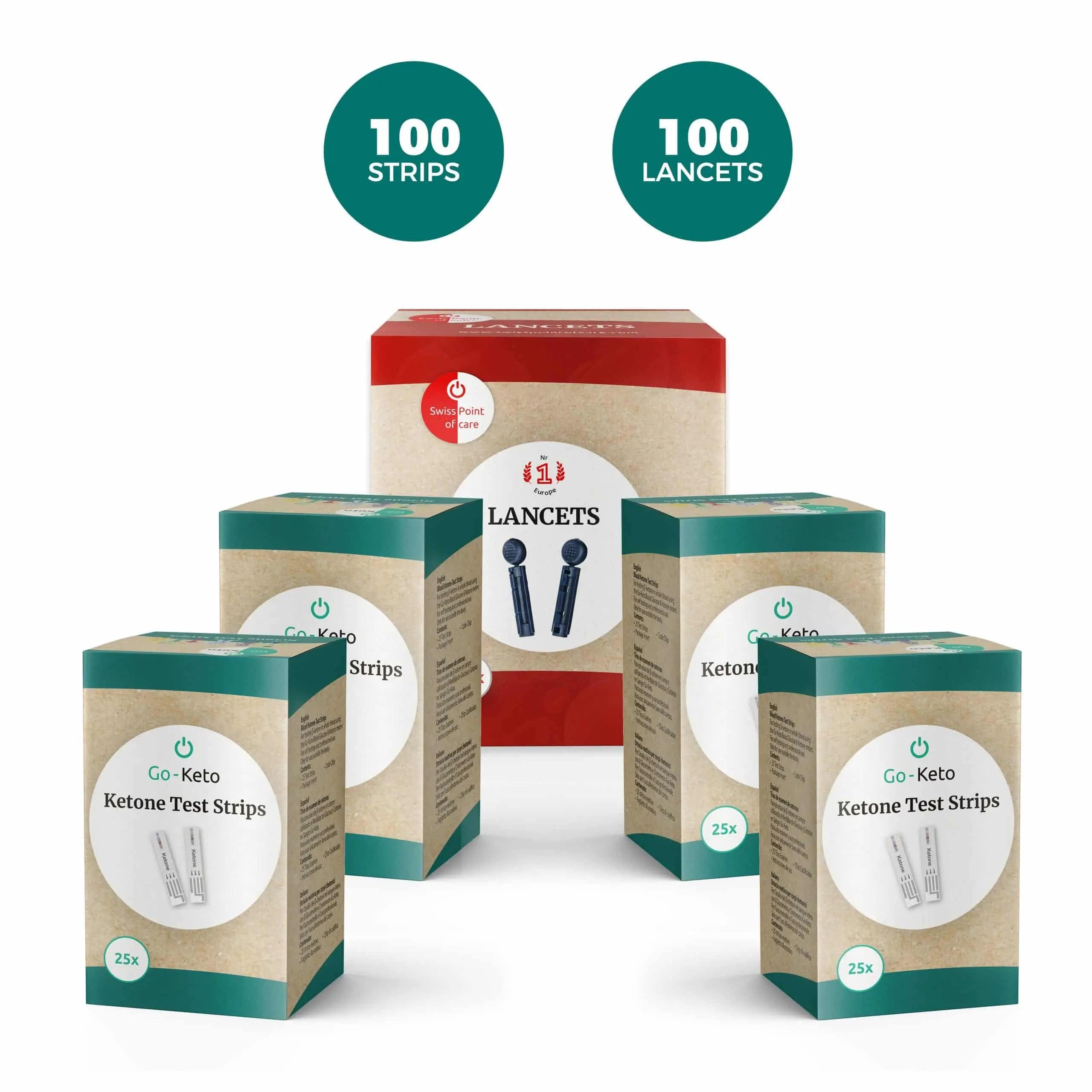 Go-Keto 100 Blood Ketone Test Strips + 100 Lancets Go-Keto 999-86b521ce-6d56 Vital20