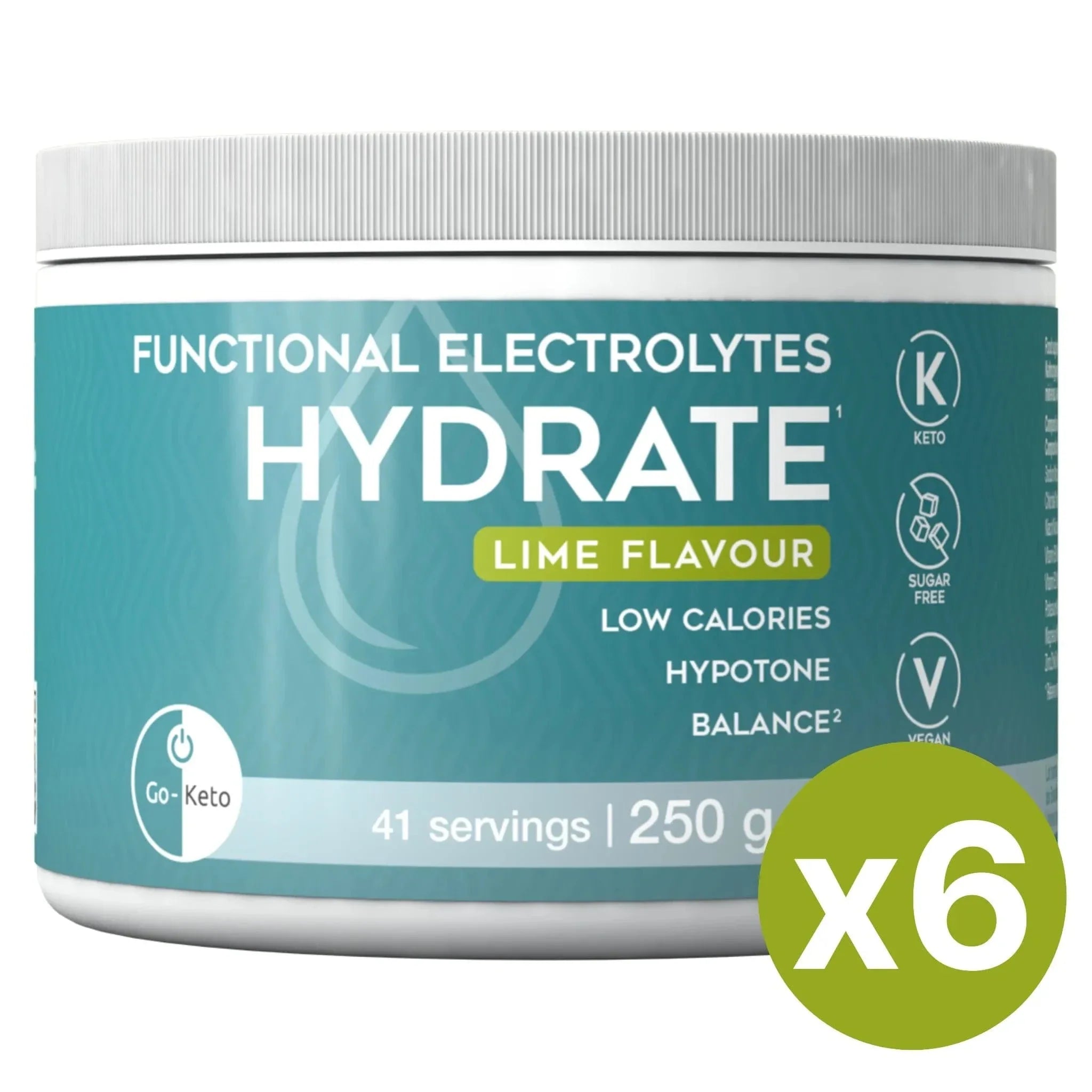 Go-Keto Functional Electrolytes Drink Mix Hydrate Lime Go-Keto 41 servings x6 O-GK-591-HYDRATE Vital20