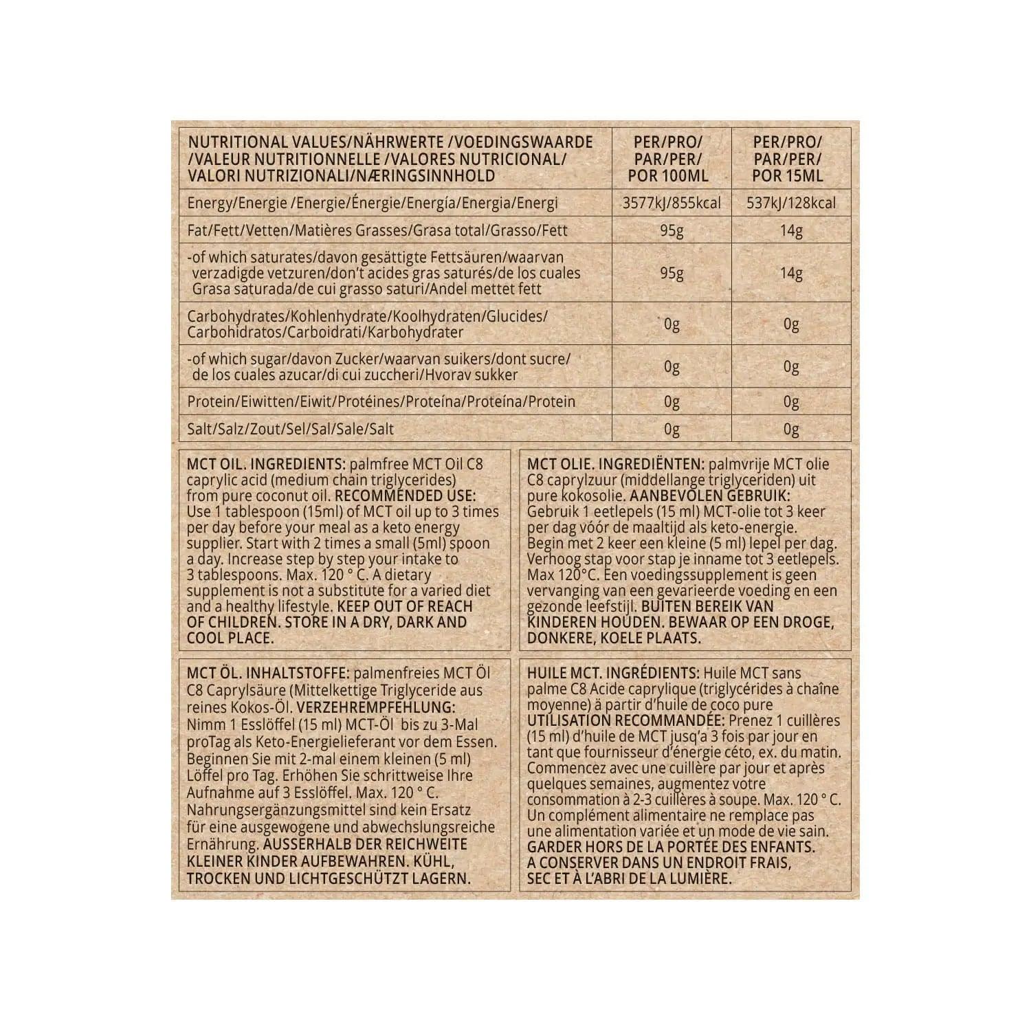 Go-Keto MCT Oil Coconut Pure C8 Go-Keto 1000ml P-GK-1000C8 Vital20