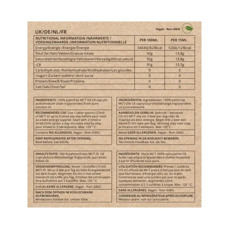 Go-Keto MCT Oil Pure Coconut C8 Go-Keto 500ml P-GK-C8-679 Vital20