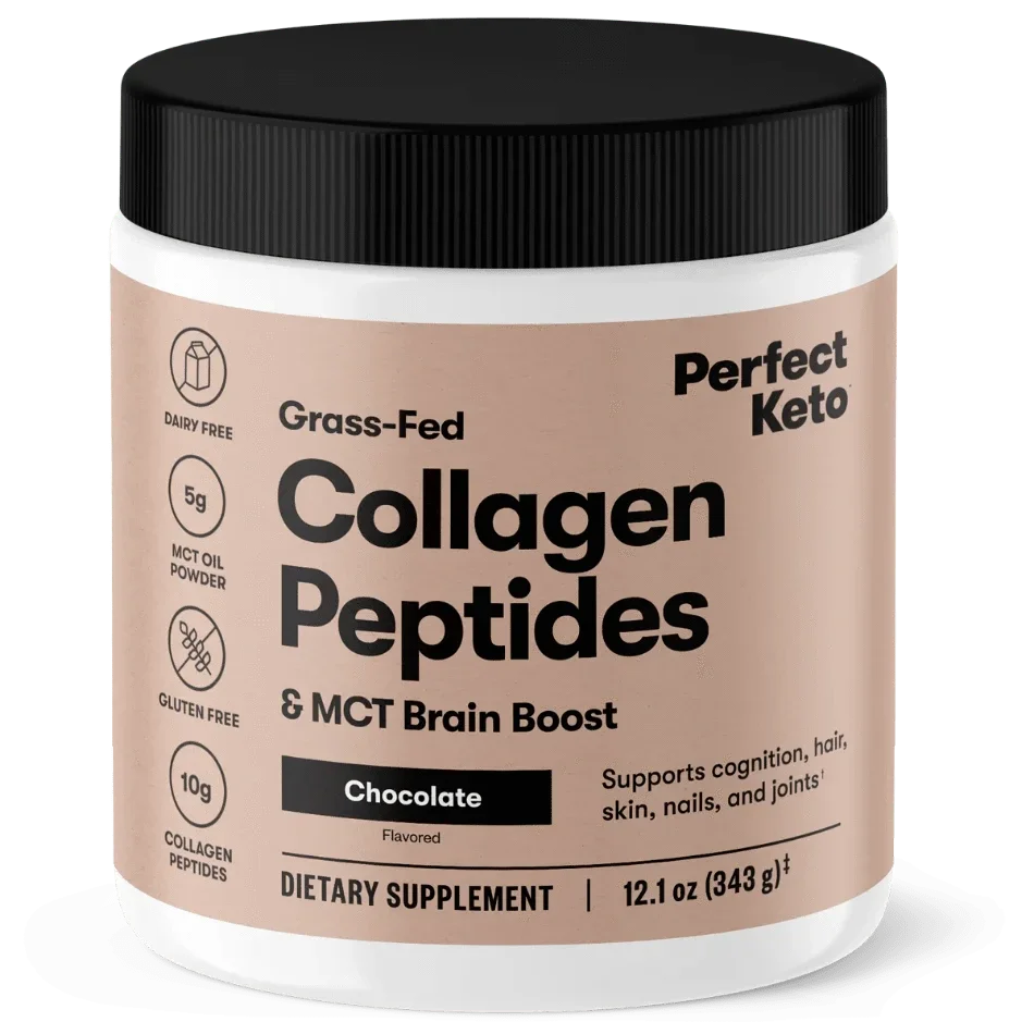 Grass-Fed Collagen Peptides & MCT Brain Boost Chocolate Perfect Keto 343g perfect keto P-PKKCC-42
