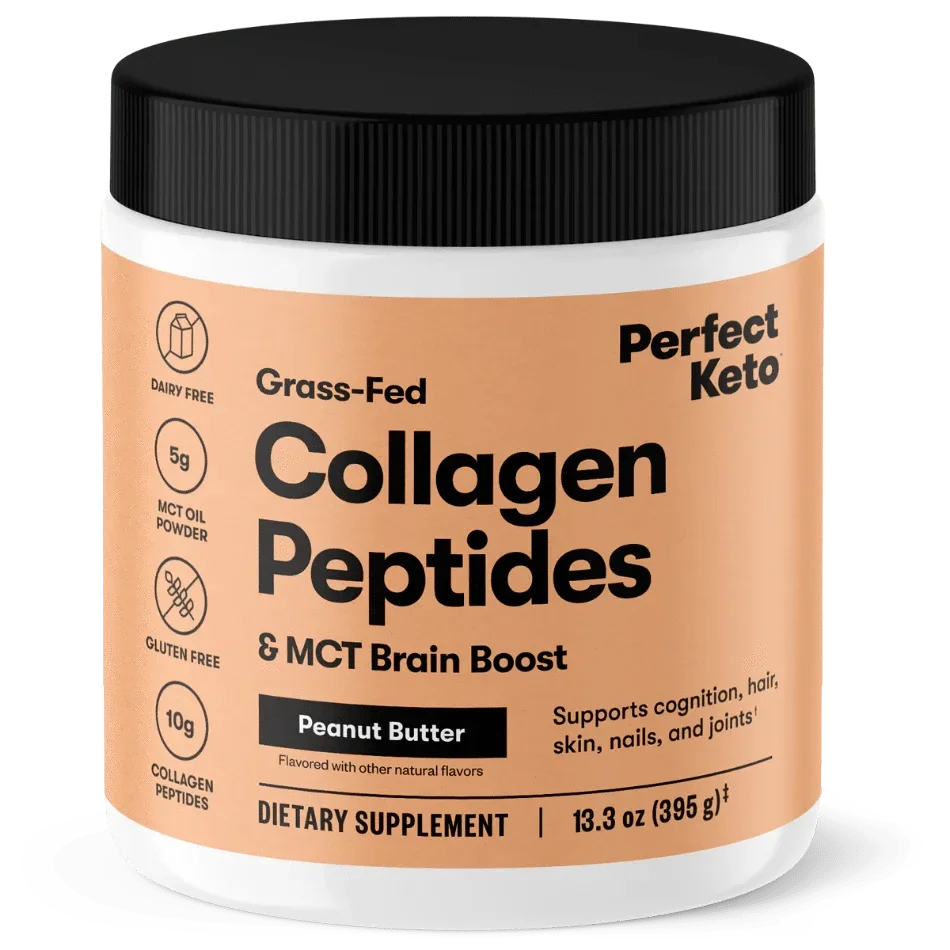 Grass-Fed Collagen Peptides & MCT Brain Boost Peanut Butter Perfect Keto 395g perfect keto P-PKKCPB-12