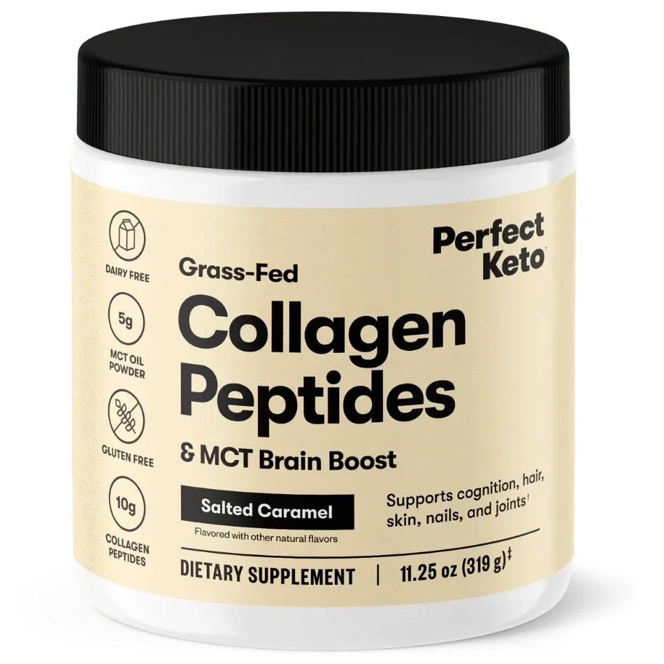 Grass-Fed Collagen Peptides & MCT Brain Boost Salted Caramel Perfect Keto 319g perfect keto P-PKKCSC-47