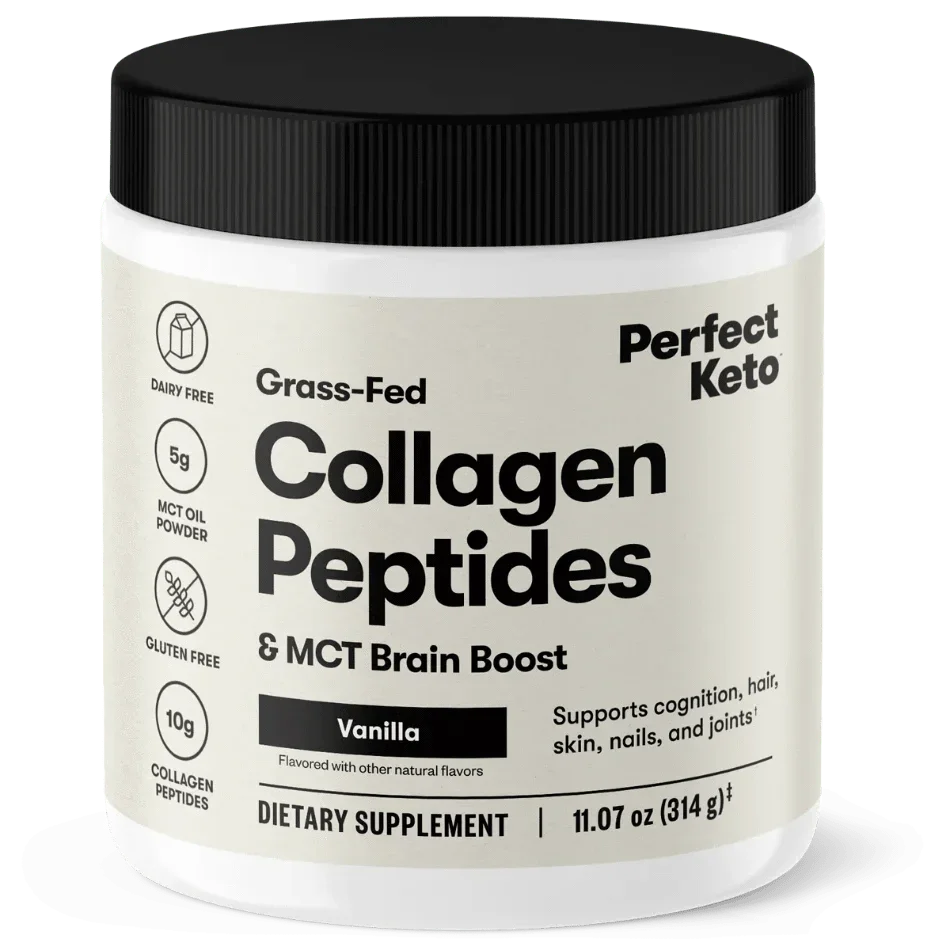 Grass-Fed Collagen Peptides & MCT Brain Boost Vanilla Perfect Keto 314g perfect keto P-PKKCV-15