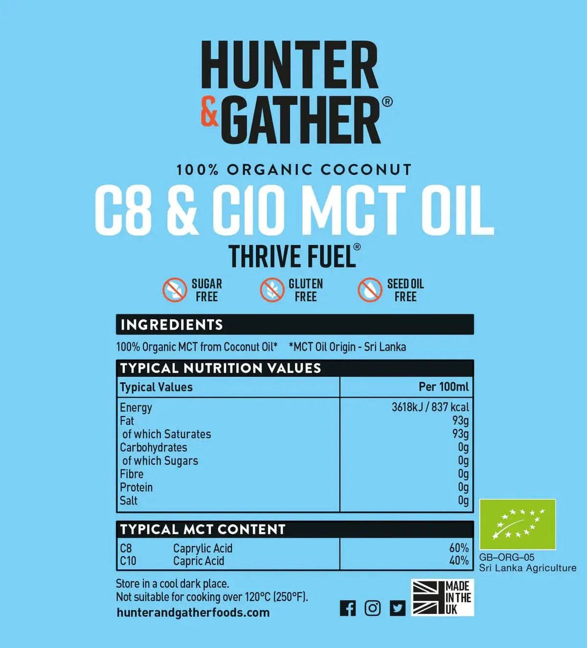 Hunter & Gather MCT Oil C8/C10 Hunter & Gather 500ml 00900002 Vital20