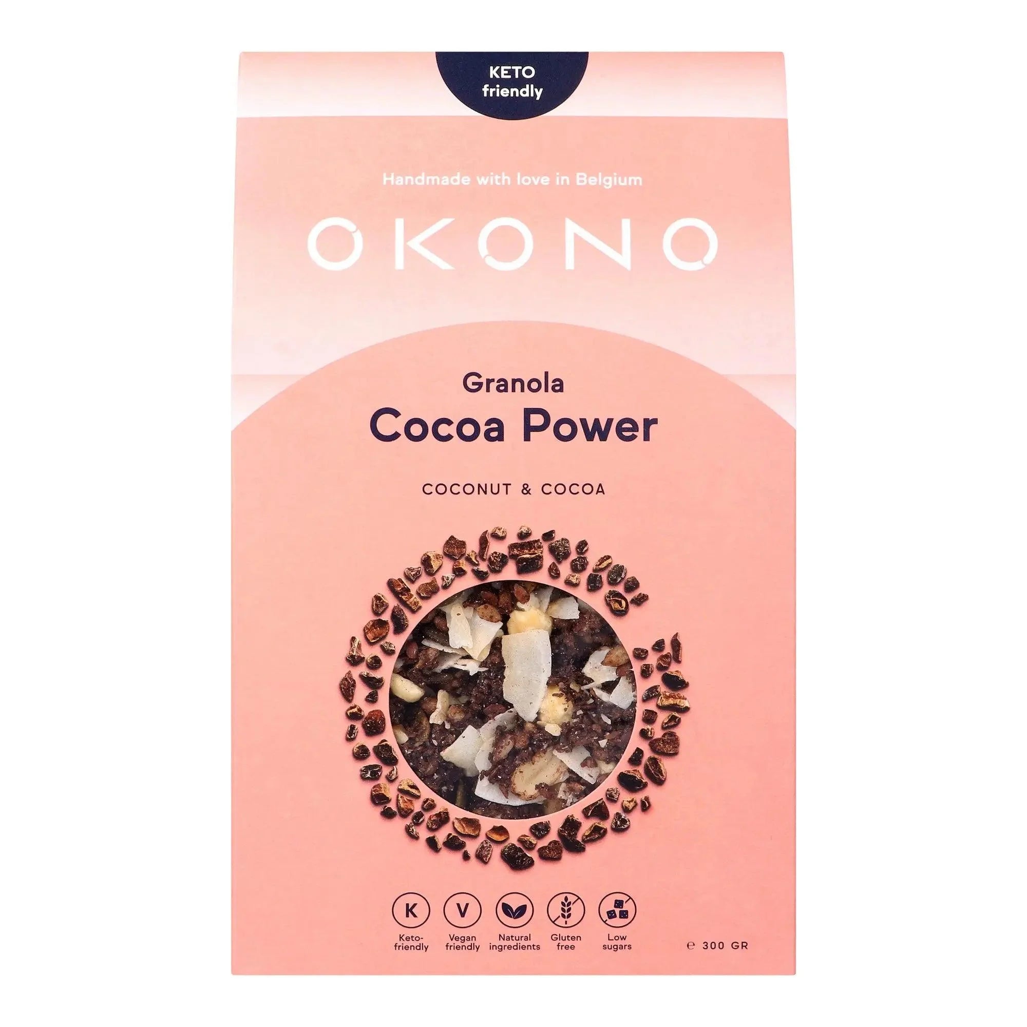 Keto Granola Cocoa Power Coconut & Cocoa OKONO 300g x8 okono 03000025