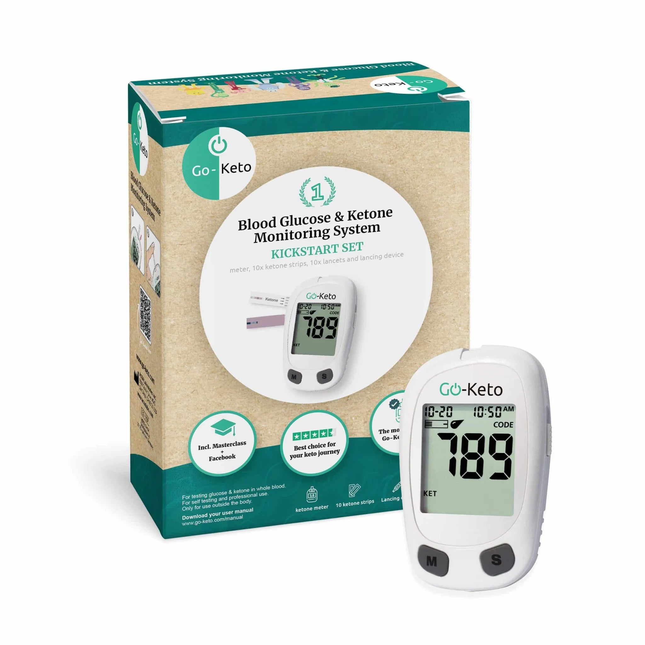 Ketone Kickstart Set Blood Glucose Ketone Meter Go-Keto go-keto P-GKKS-10MMOL