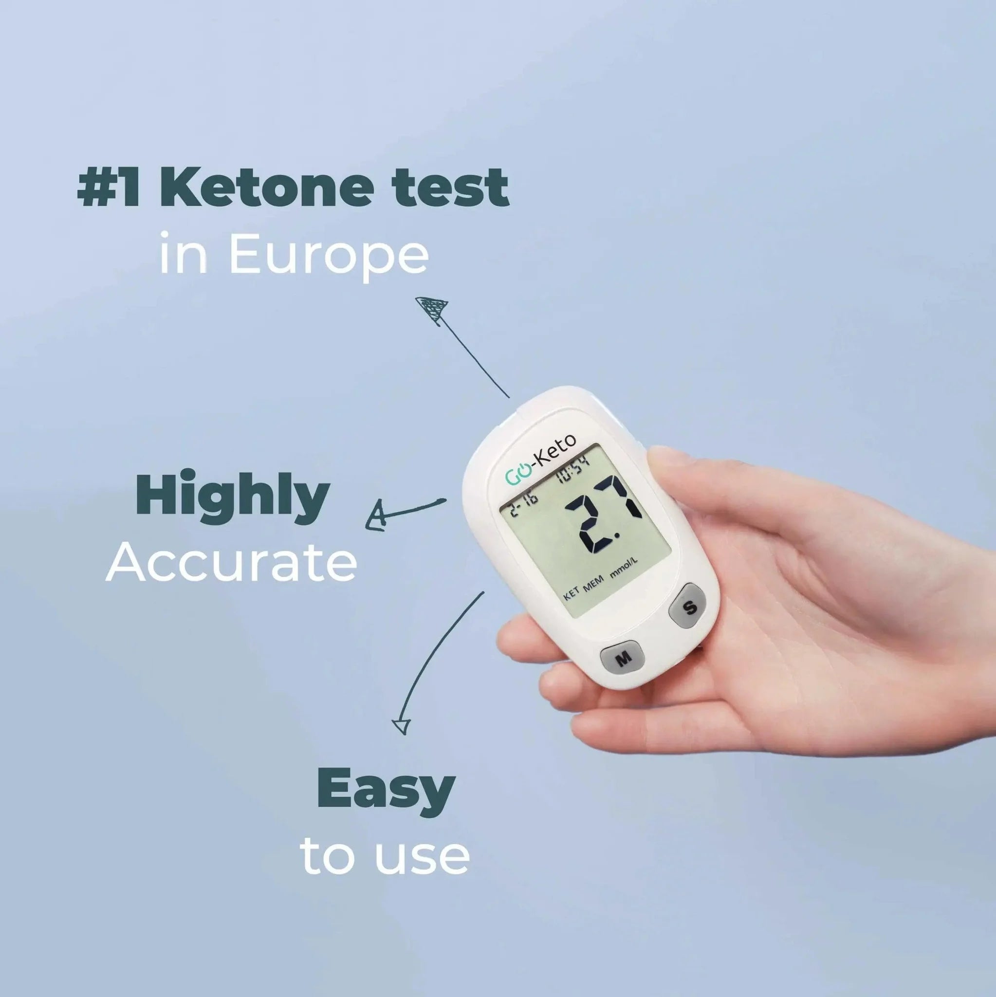 Go-Keto Set de Inicio Glucosa Cetona (+10 tiras cetona, lancetas, punción) – product overview