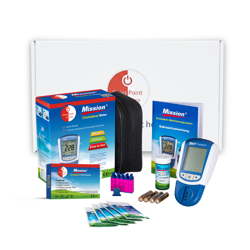 Swiss Point of Care Mission 3-in-1 Cholesterin Starter Kit (Komplettset, 5 Tests)