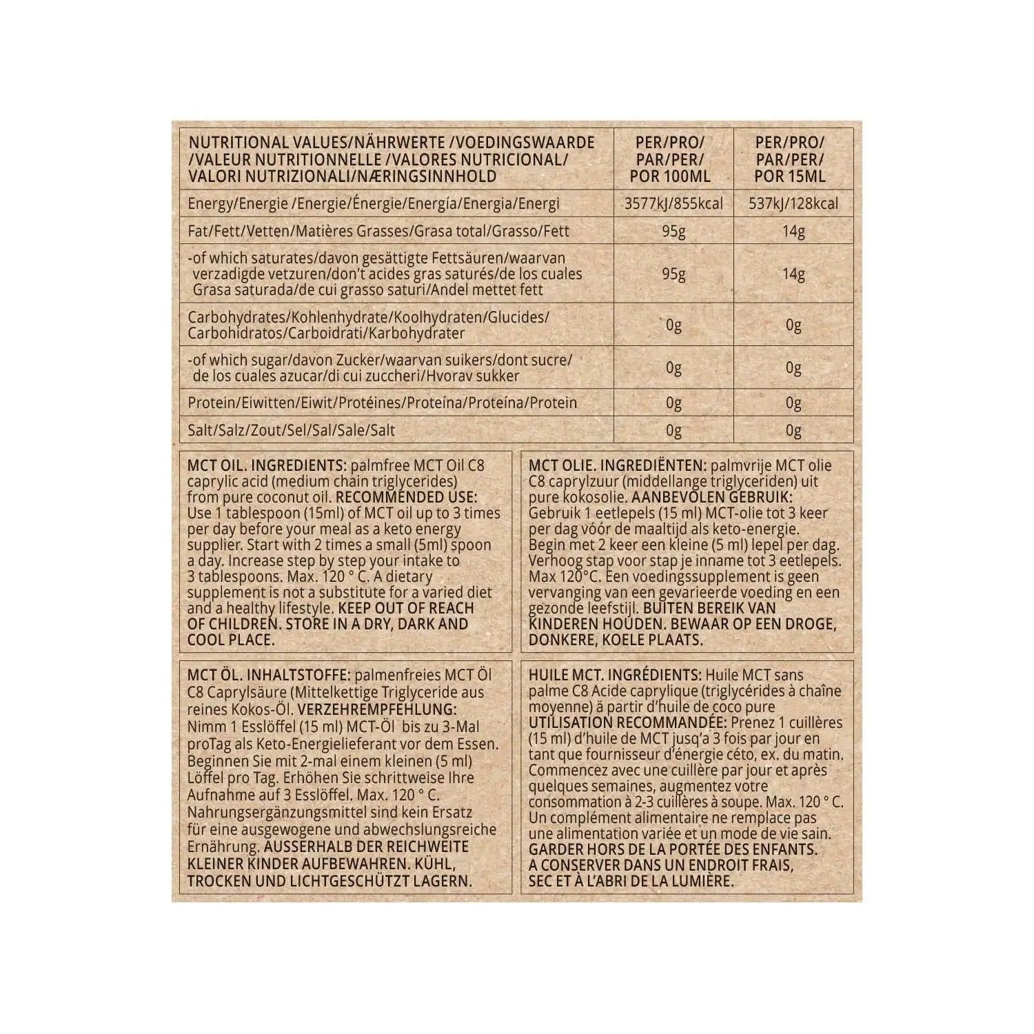 Go-Keto MCT Oil Pure C8 1000 ml – product overview