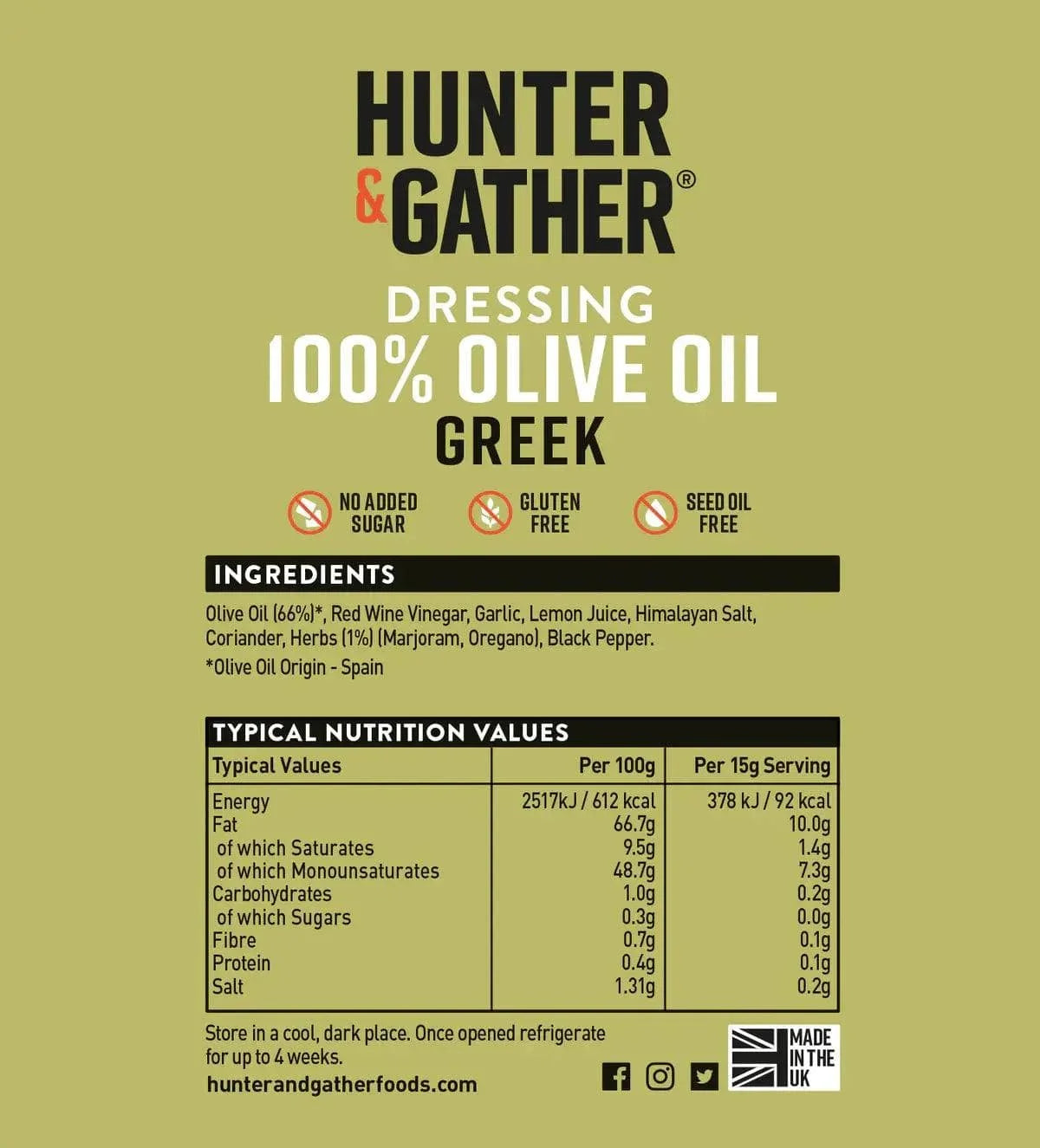 Olive Oil Dressing Greek Hunter & Gather 250ml hunter & gather 00900015