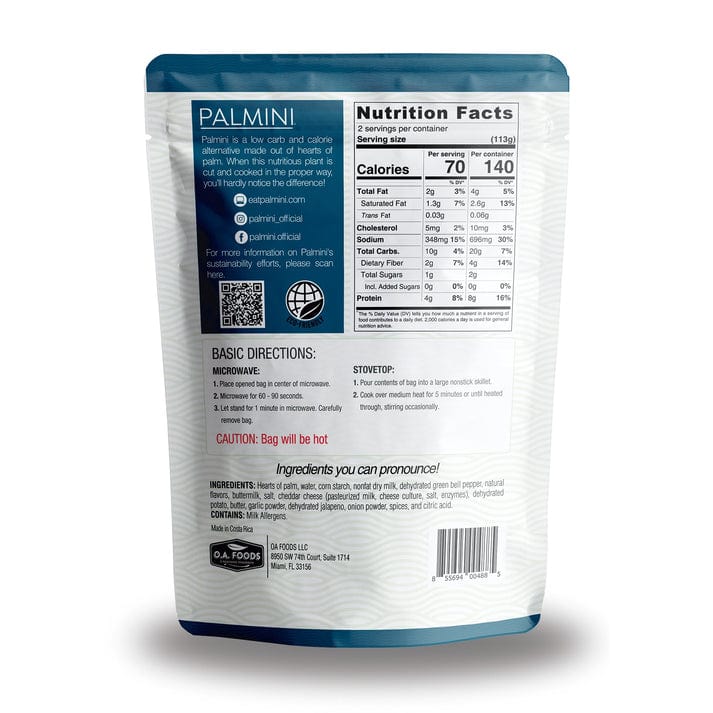 Palmini Low Carb Mashed Cheddar Jalapeno Palmini 226g 04300010 Vital20