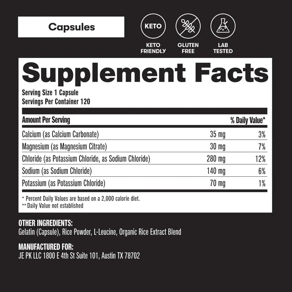 perfect keto Daily Electrolyte Capsules Unflavored Perfect Keto x120 P-PKEL-120 Vital20