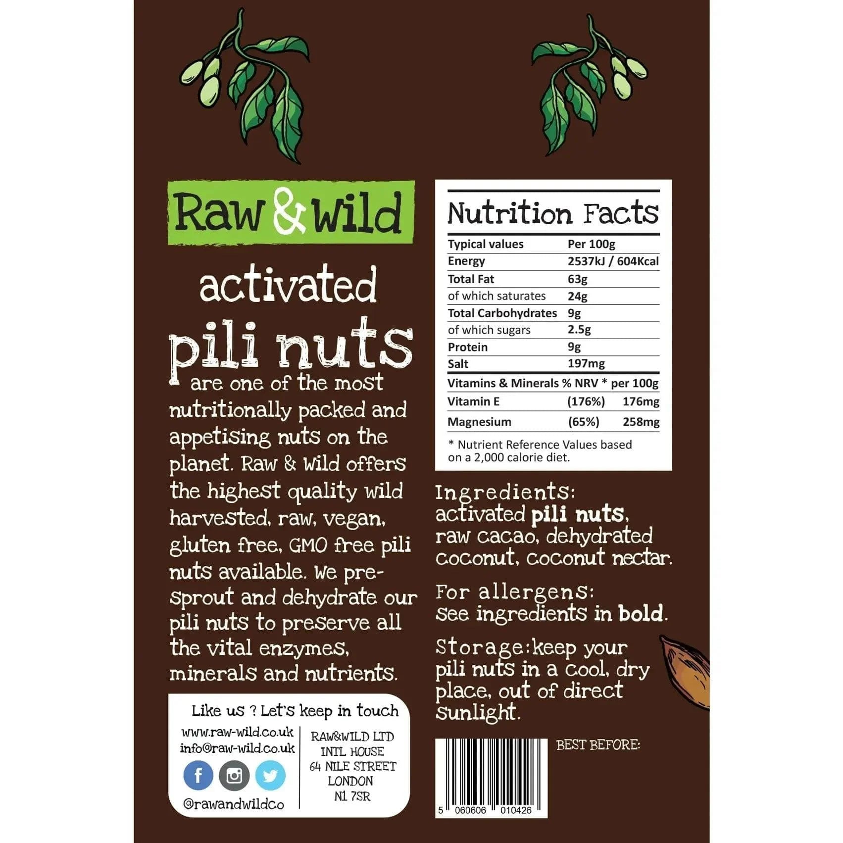Pili Nuts Chocolate & Coconut Raw & Wild 22g x12 raw & wild Snacks 03200012
