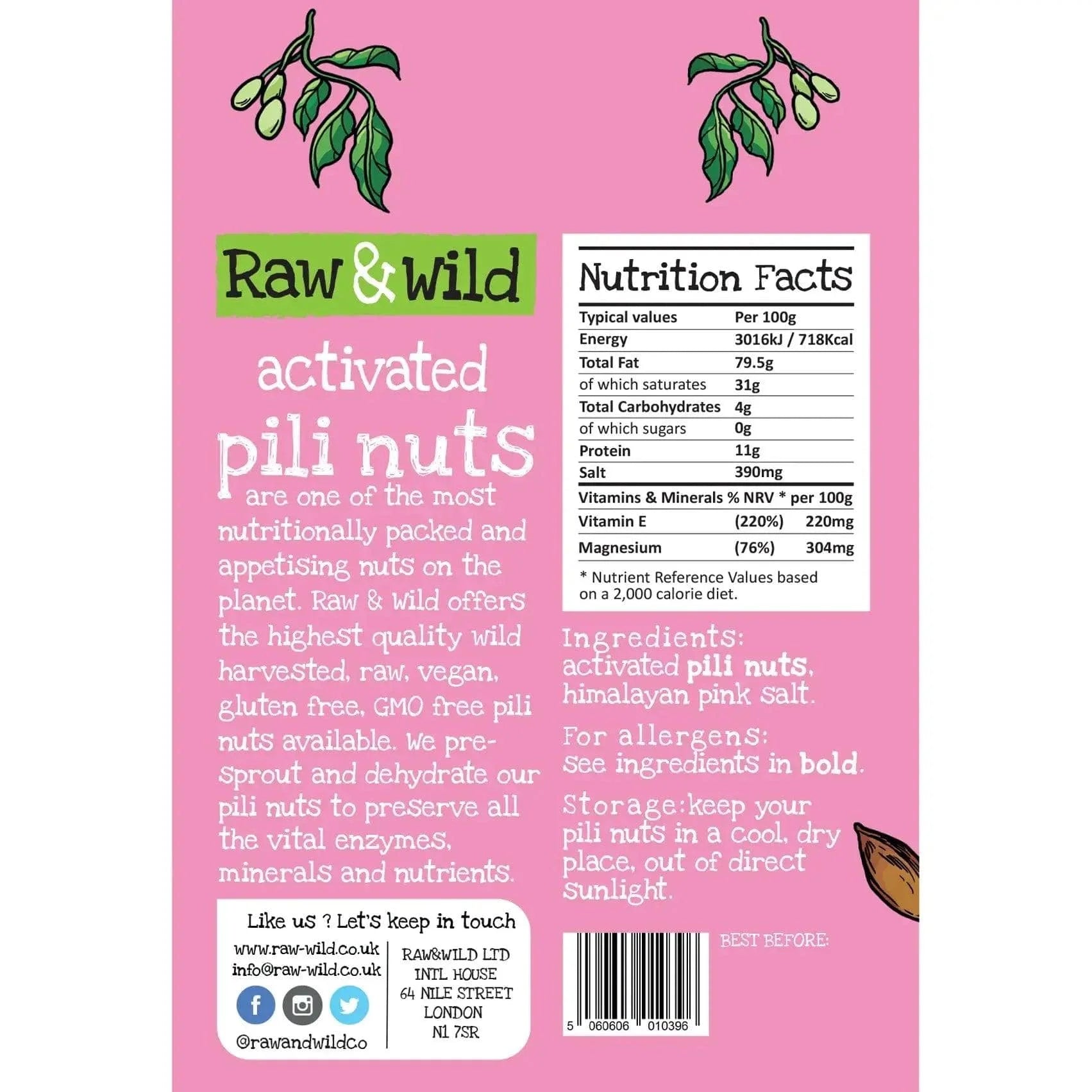 Pili Nuts Himalayan Pink Salt Raw & Wild 22g x12 raw & wild Snacks 03200013