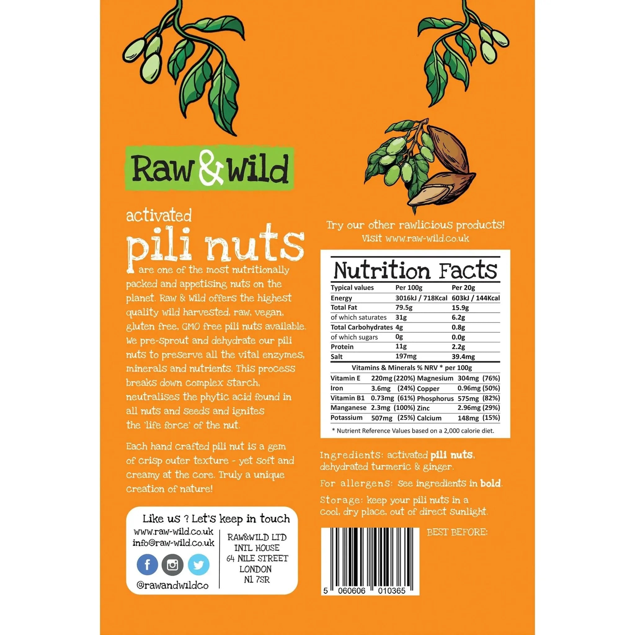 Pili Nuts Turmeric & Ginger Raw & Wild 70g raw & wild Snacks 03200010