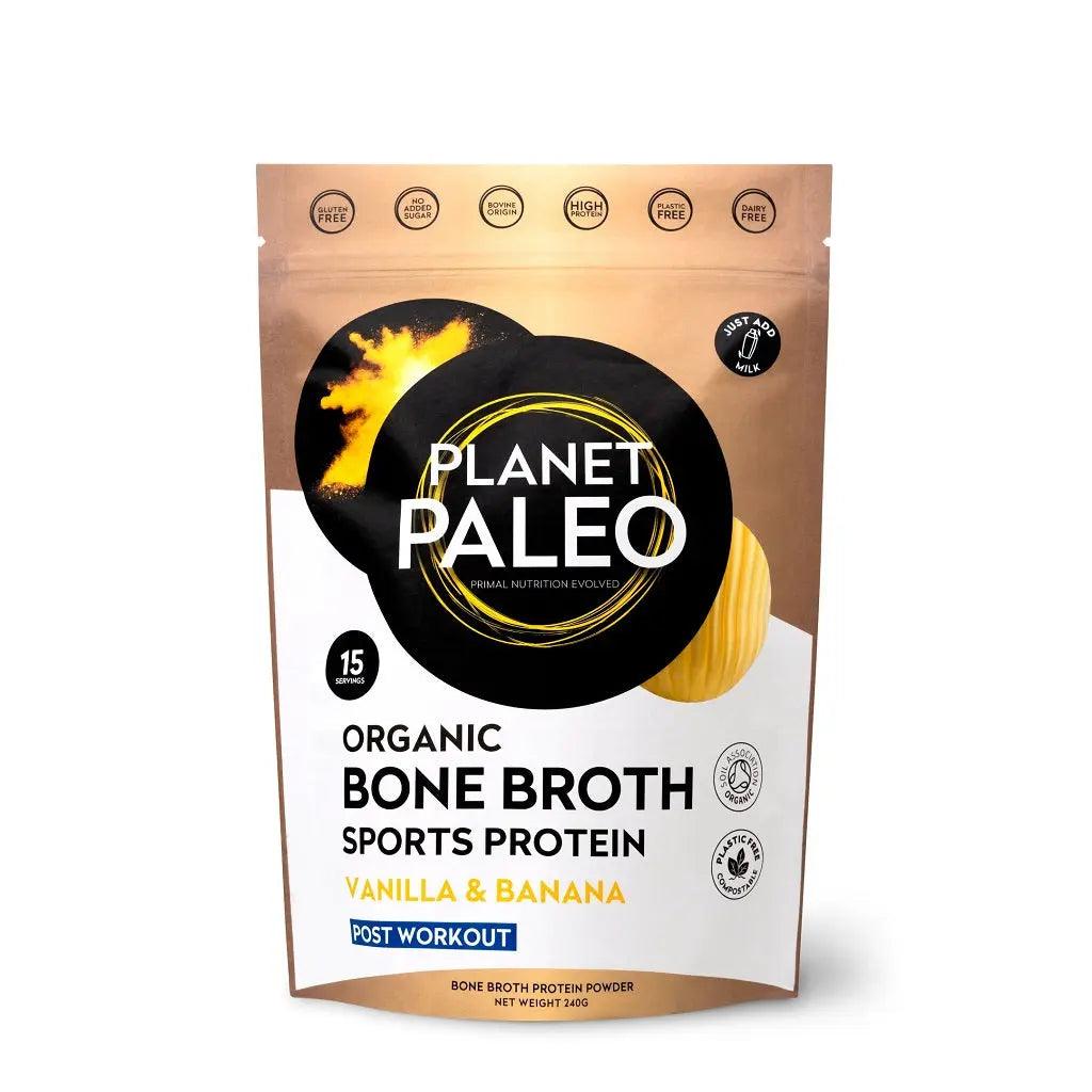 Planet Paleo Bio Bone Broth Sports Protein Vanilla Banana Planet Paleo 240g 03100017 Vital20