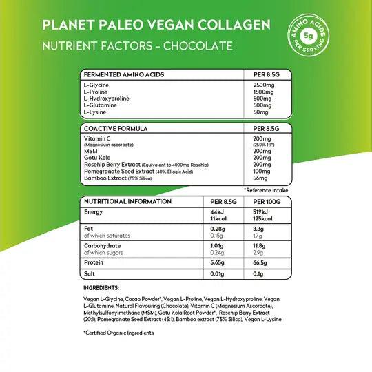 Planet Paleo Vegan Collagen Powder Chocolate Planet Paleo 255g 03100021 Vital20