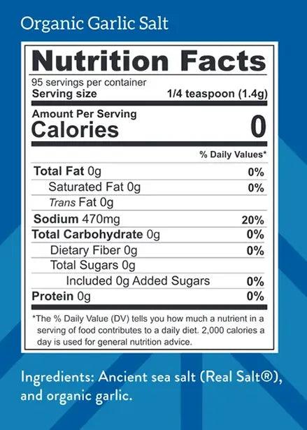 Real Salt Organic Seasonings Garlic Salt Shaker 135g 03400008 Vital20