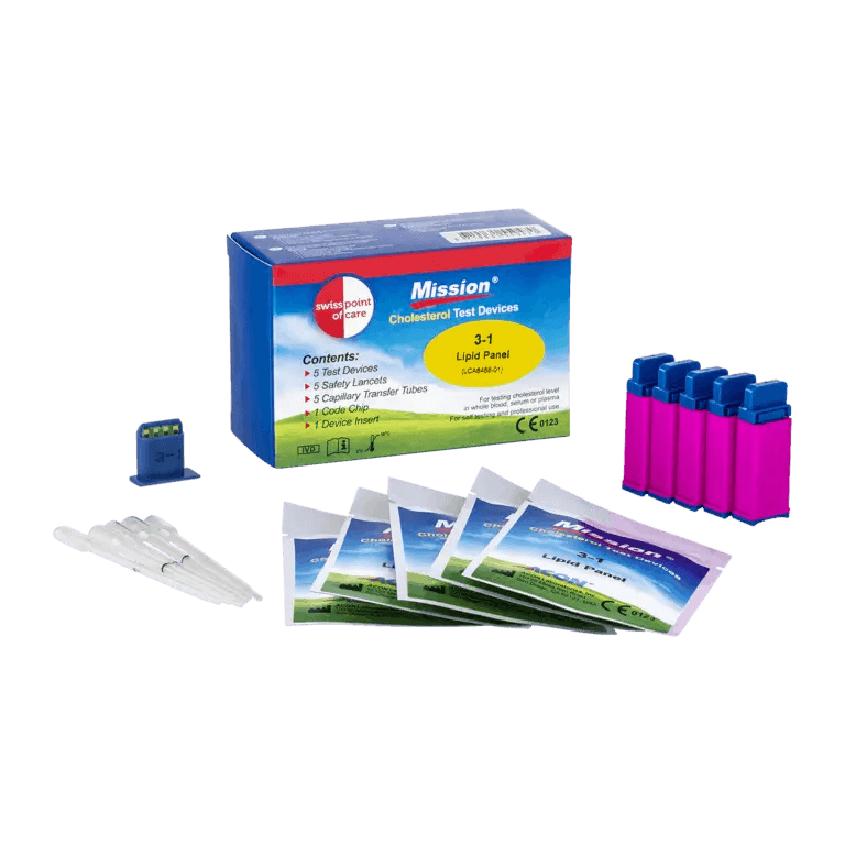 Swiss Point of Care Cholesterol Teststrips Mission 3-in-1 Swiss Point of Care x5 P-MTES-05SP Vital20