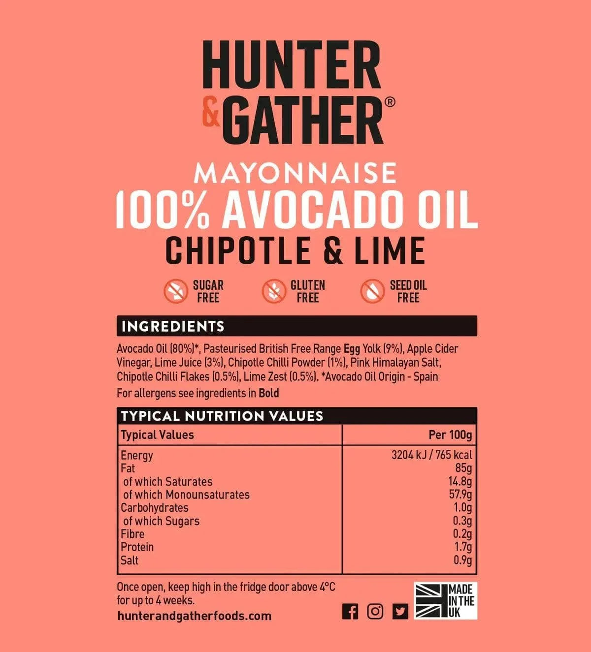 Avocado Oil Mayonnaise Chipotle & Lime Hunter & Gather 250g hunter & gather  00900036