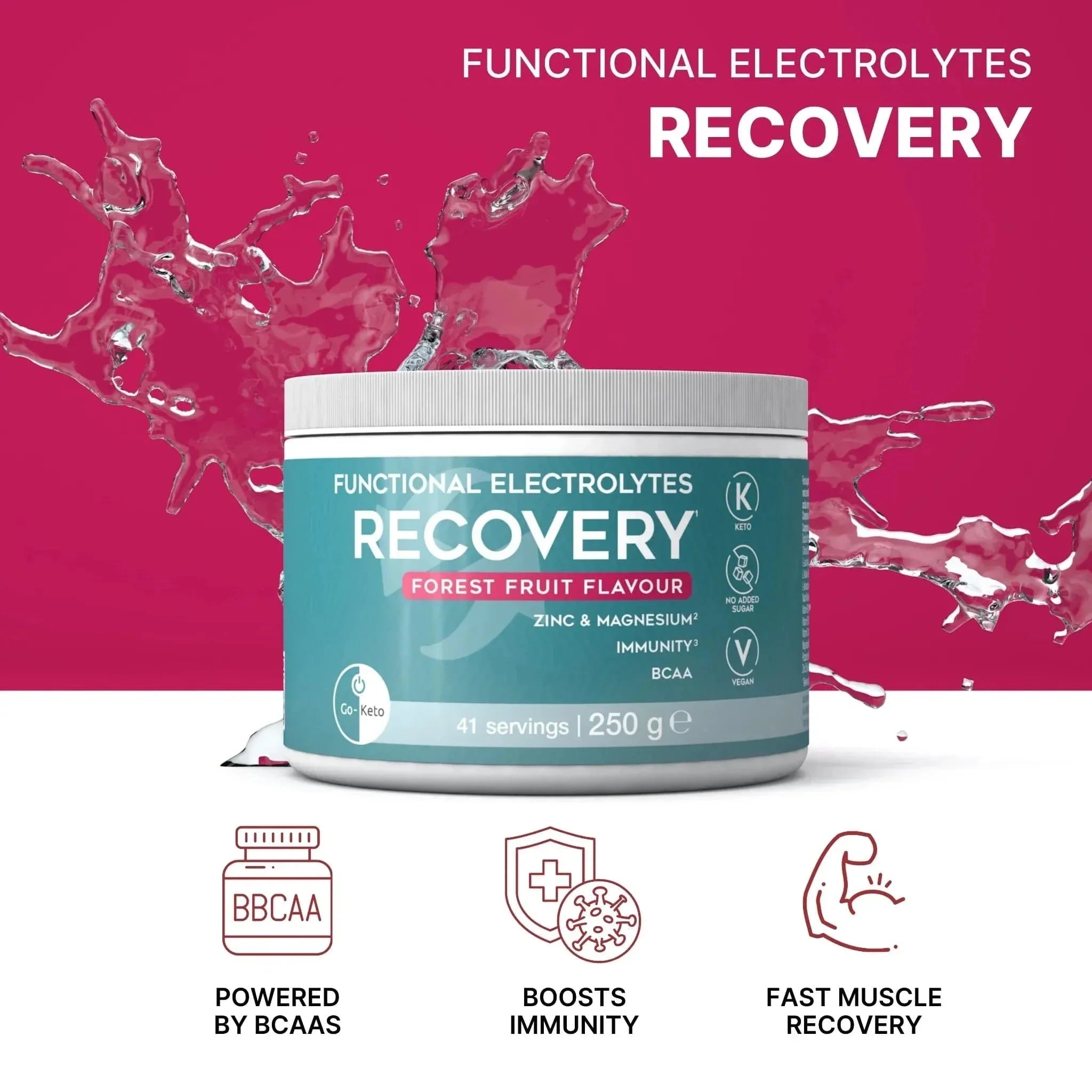 Funktionale Elektrolyte Drink Mix Recovery Waldbeere Go-Keto 41 Portionen – product overview