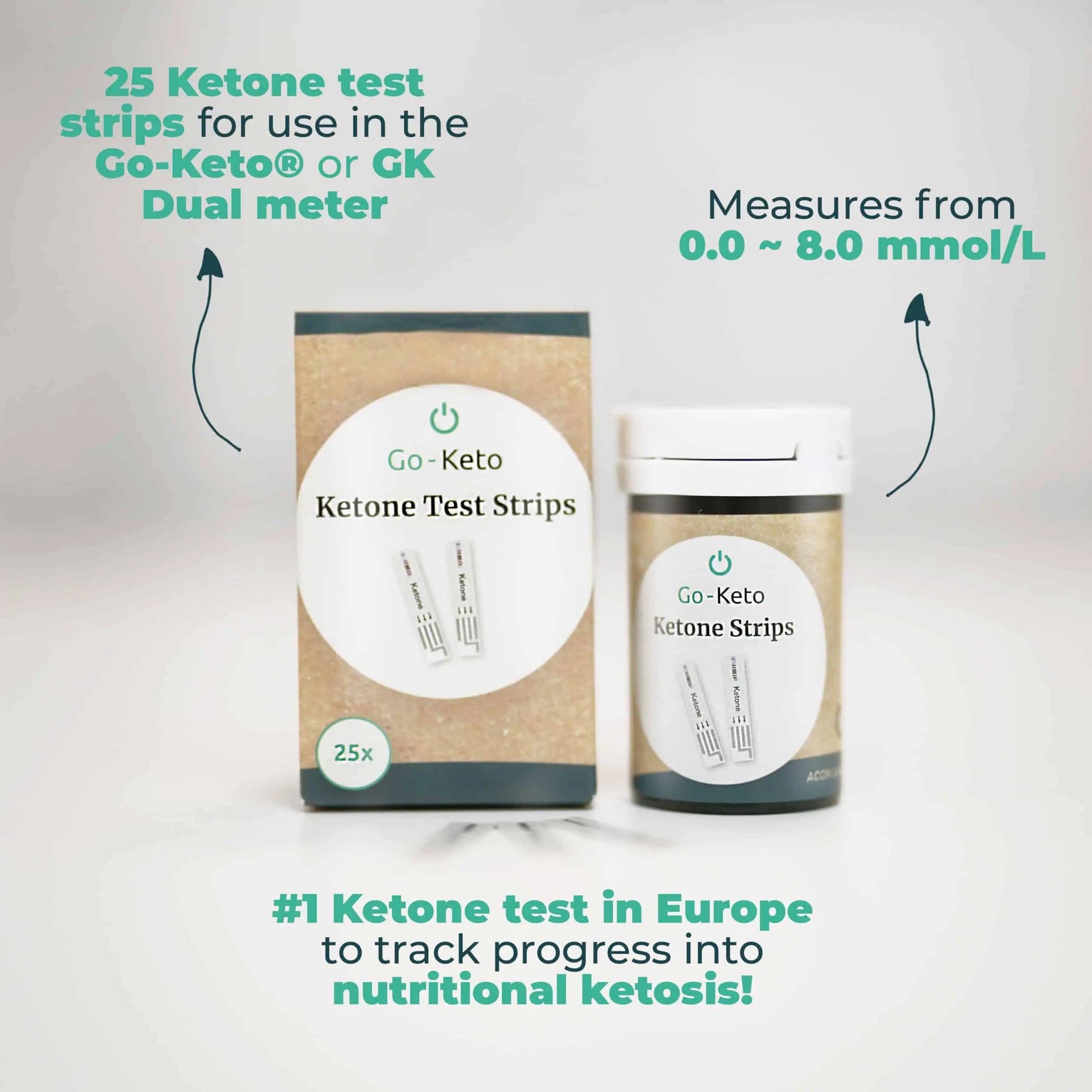 Go-Keto 50 Blood Ketone + 50 Glucose Test Strips + 100 Lancets Go-Keto 999-5ee65250-869e Vital20
