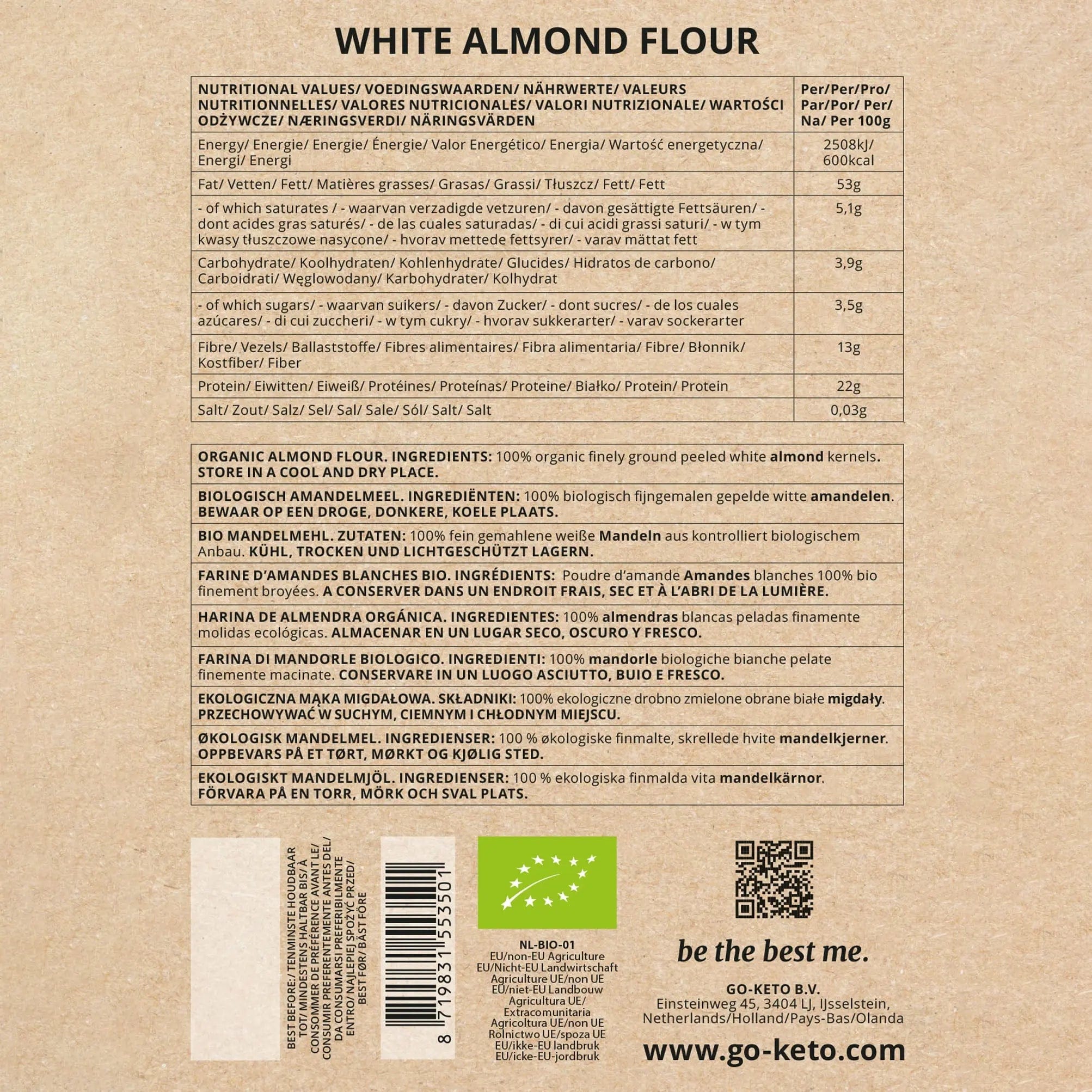 Go-Keto Bio White Almond Flour Go-Keto 400g P-GKAF-39 Vital20