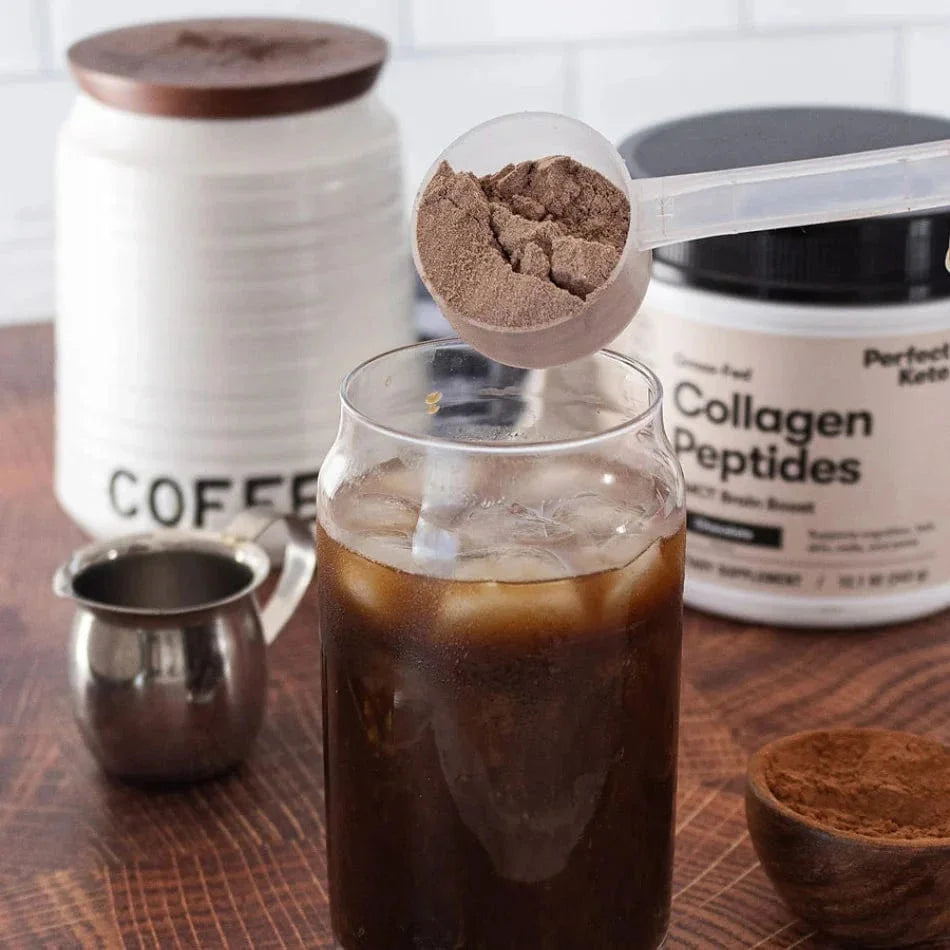 Grass-Fed Collagen Peptides & MCT Brain Boost Chocolate Perfect Keto 343g perfect keto  P-PKKCC-42