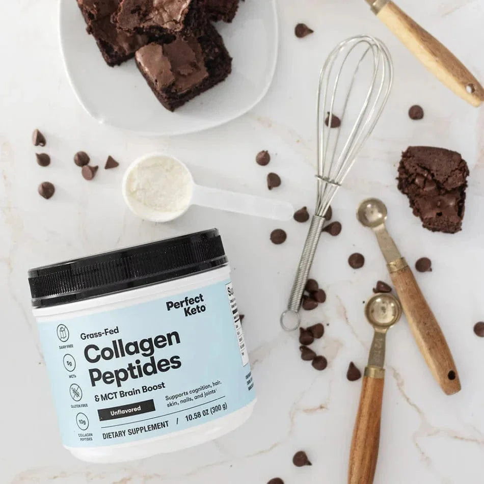 Grass-Fed Collagen Peptides & MCT Brain Boost Unflavored Perfect Keto 300g perfect keto  P-PKKCUN-28