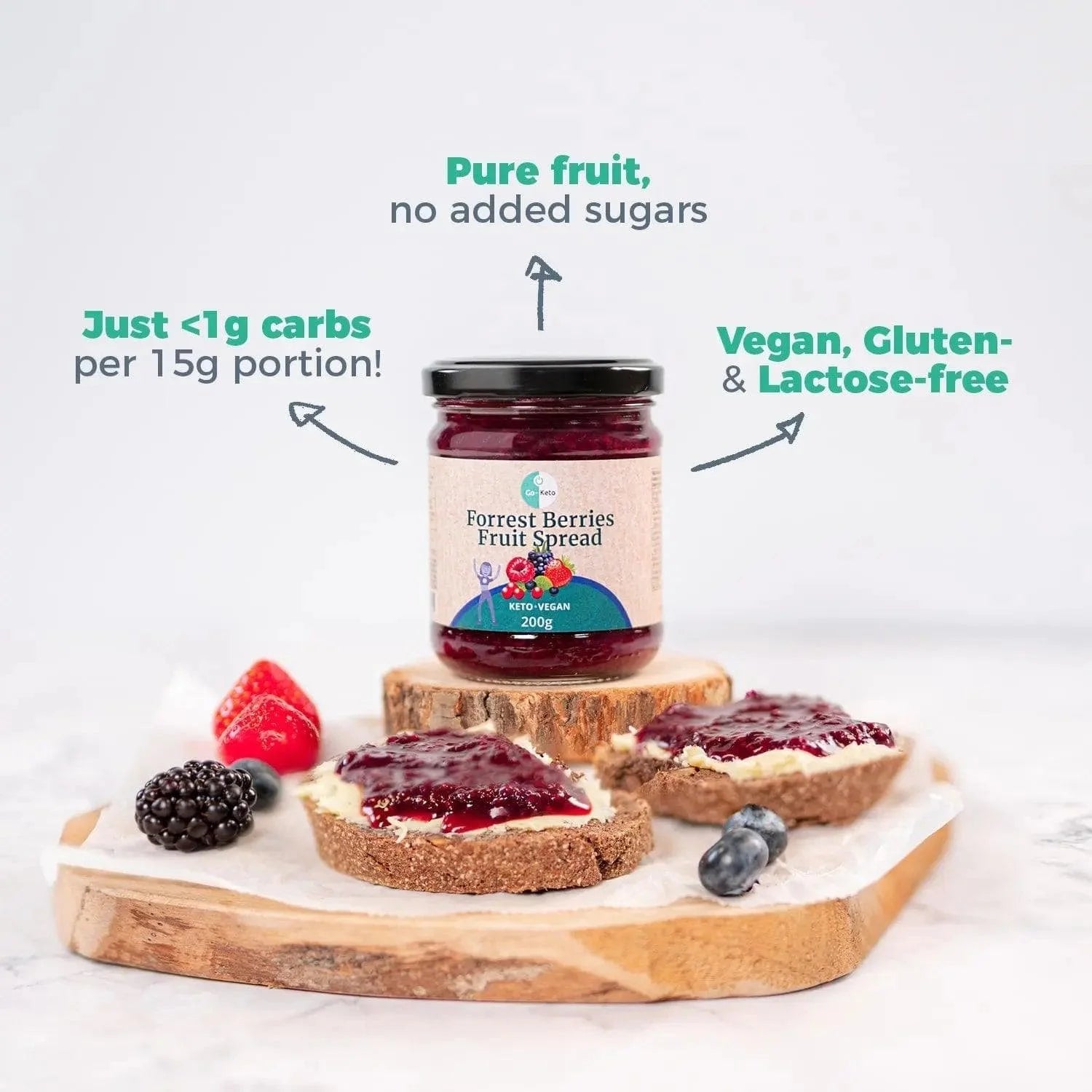 Keto Fruchtaufstrich Waldbeeren Go-Keto 200g – product overview