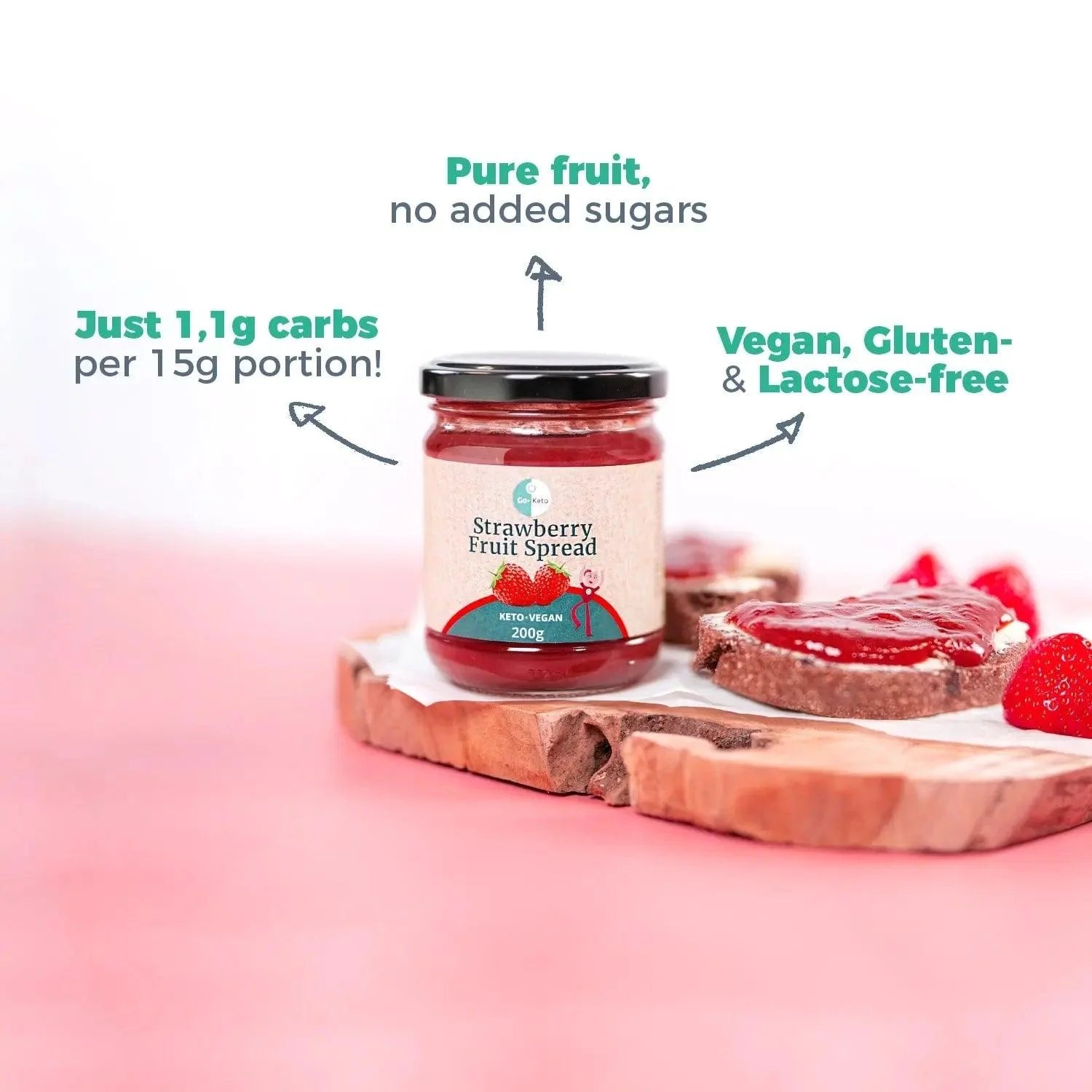 Keto Fruchtaufstrich Erdbeere Go-Keto 200g – product overview
