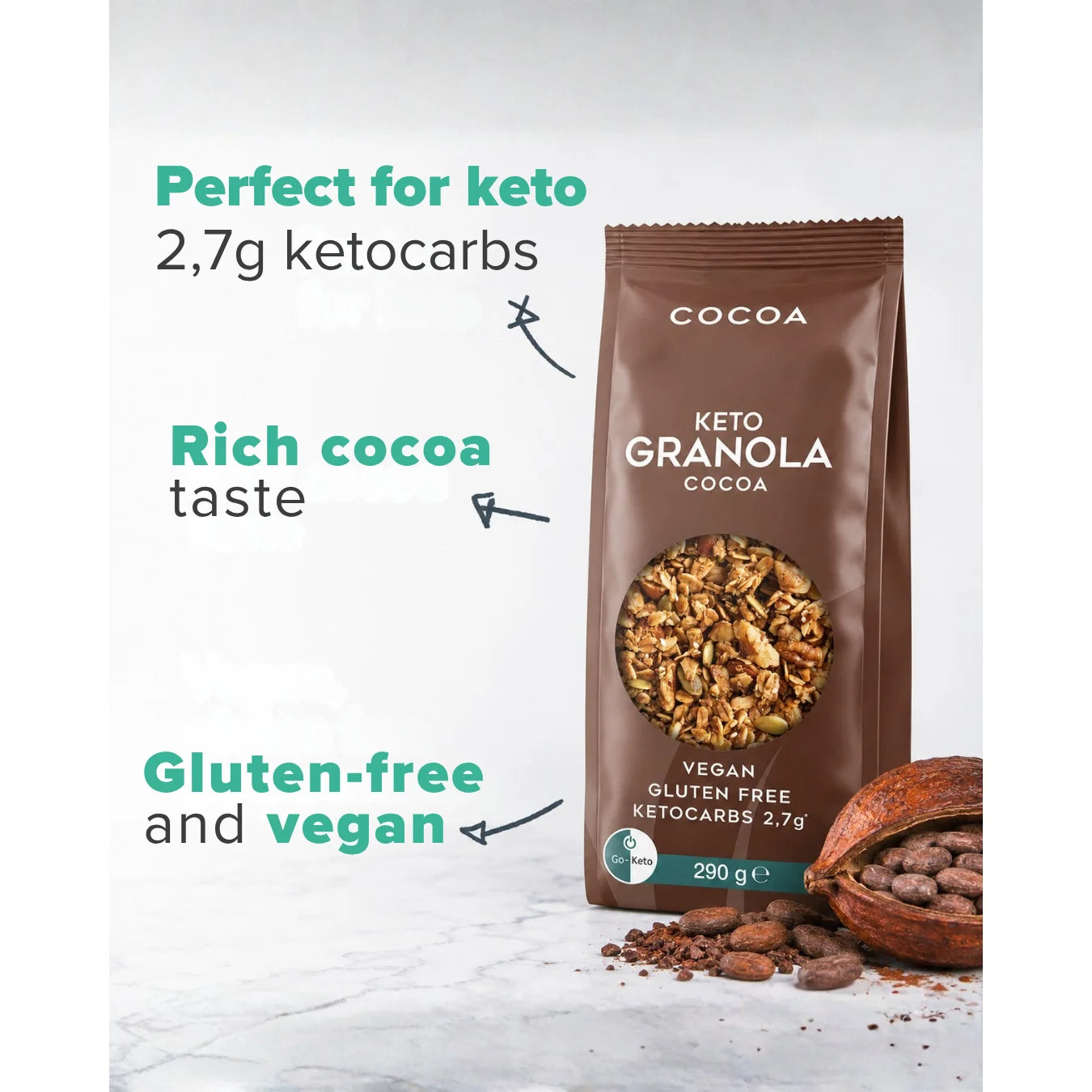 Keto Granola Cocoa Go-Keto 290g – product overview