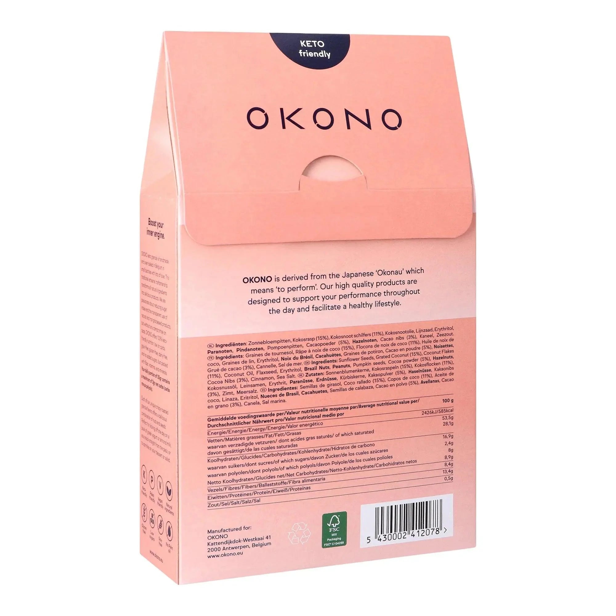 Keto Granola Cocoa Power Coconut & Cocoa OKONO 300g x8 okono  03000025