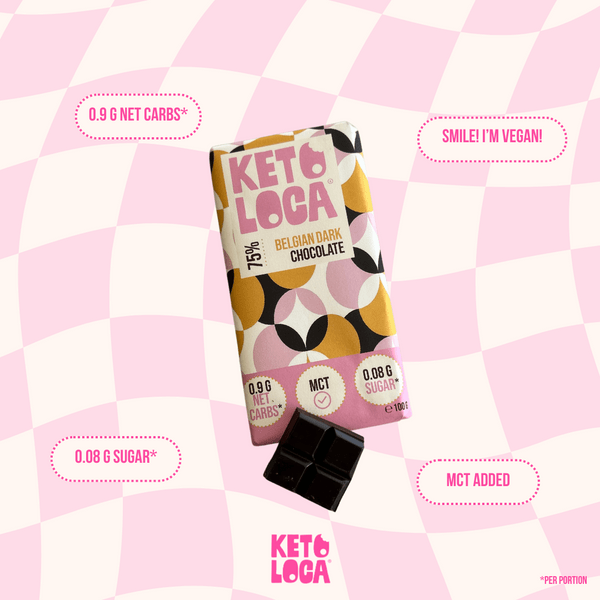 Keto Loca Belgian Chocolate 75% Dark Keto-Loca 100g 02800001 Vital20