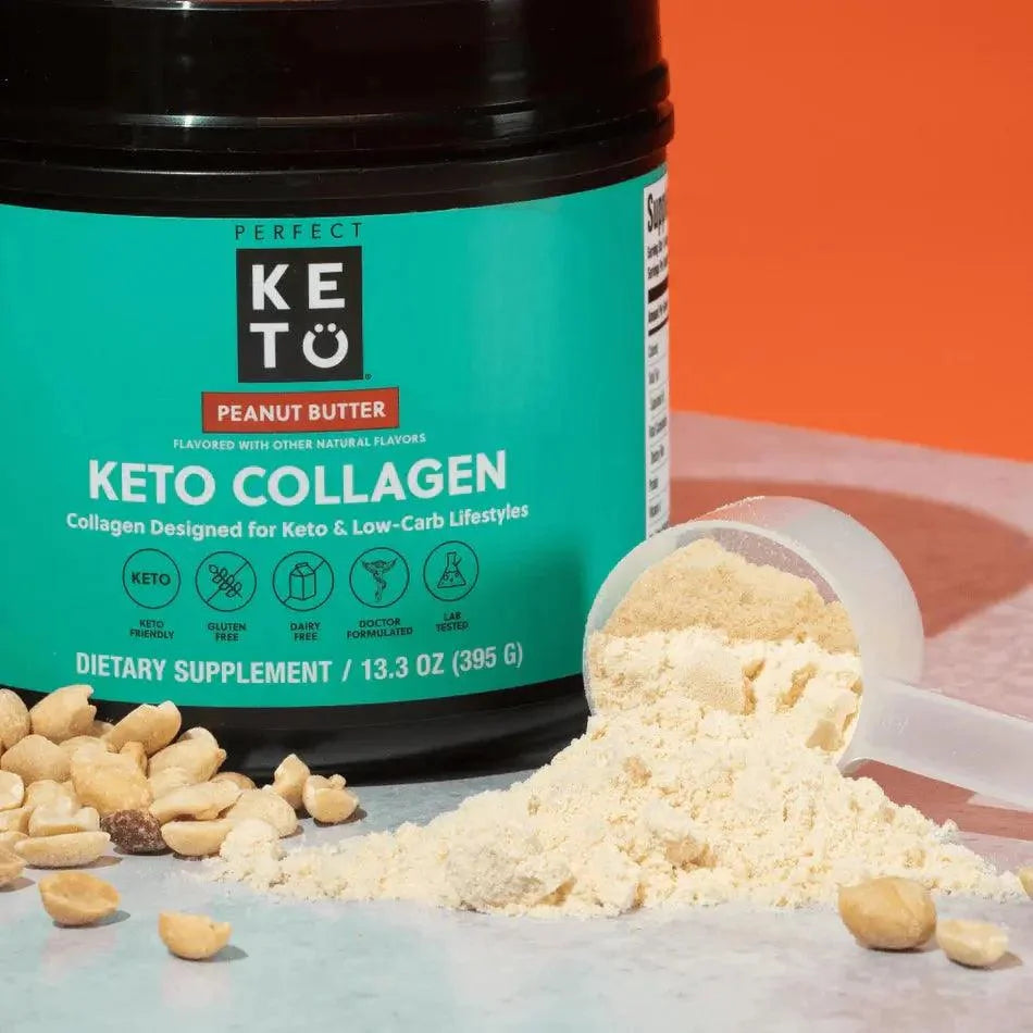 MCT Collagen Powder Peanut Butter Perfect Keto 395g perfect keto  P-PKKCPB-12