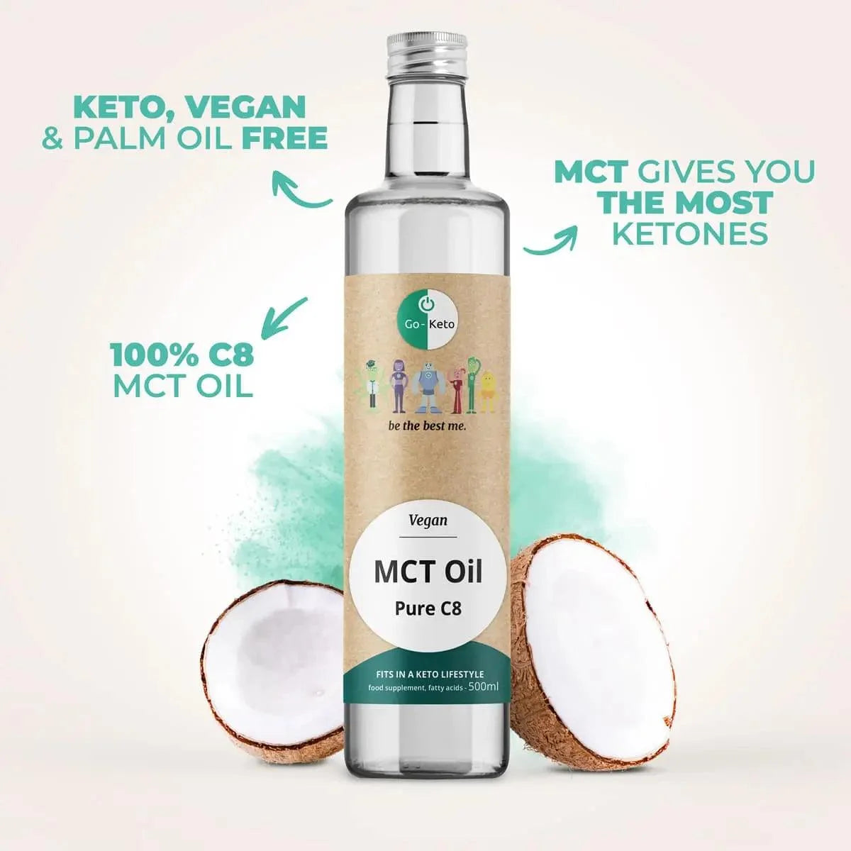 MCT Öl Pure Kokosnuss C8 Go-Keto 500ml – product overview