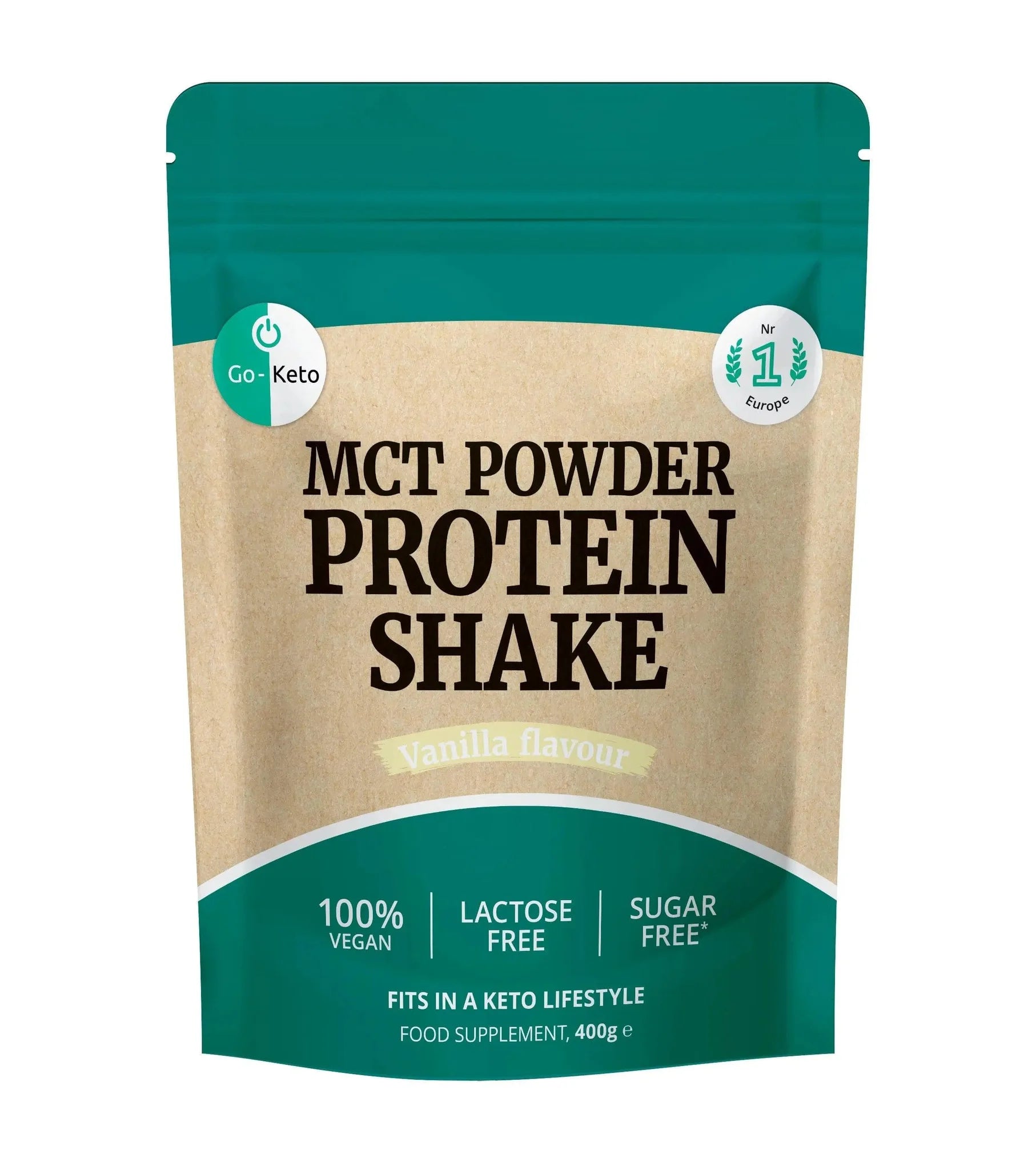 MCT Pulver Protein Shake Vanille Go-Keto 400g – product overview