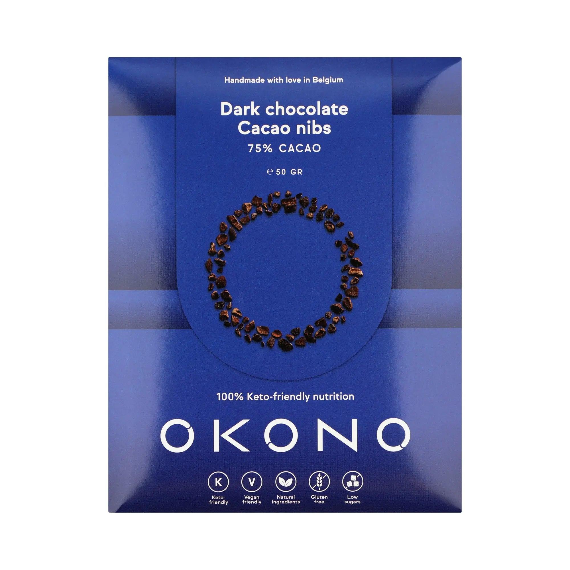 OKONO Vegan Dark Chocolate Cacao Nibs OKONO 50g 03000001 Vital20