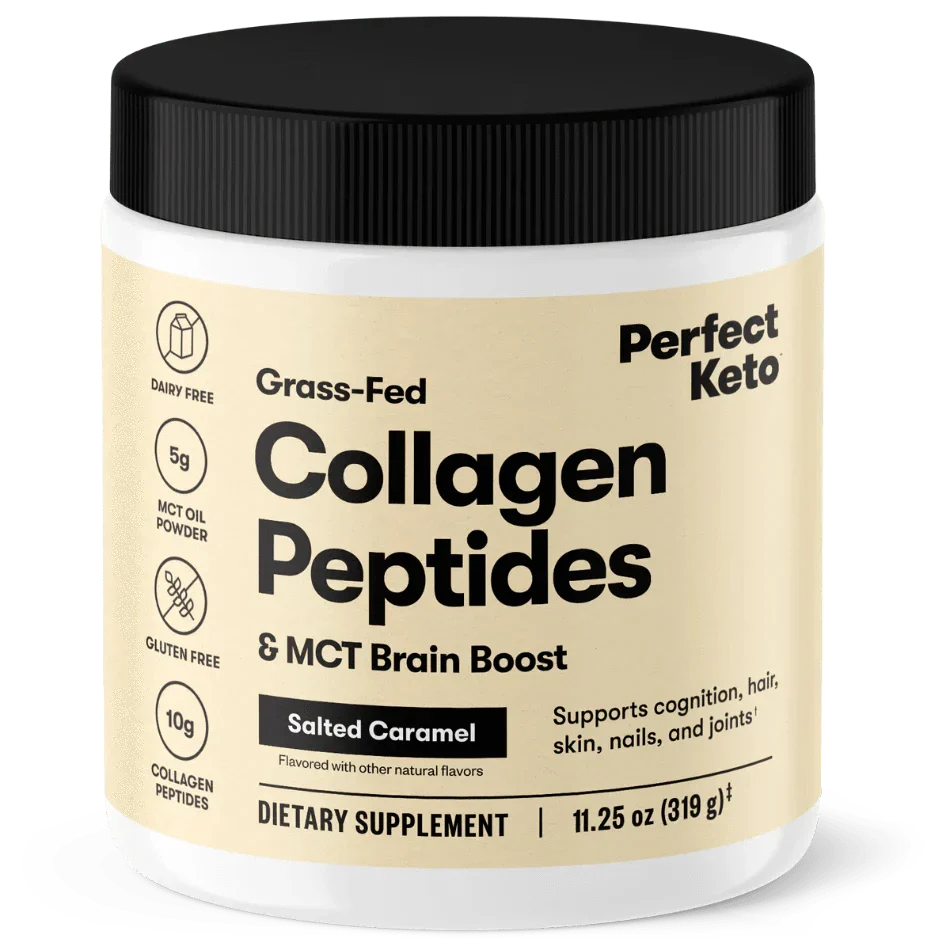 Perfect Keto Grass-Fed Collagen Peptides & MCT Brain Boost Salted Caramel Perfect Keto 319g P-PKKCSC-47 Vital20