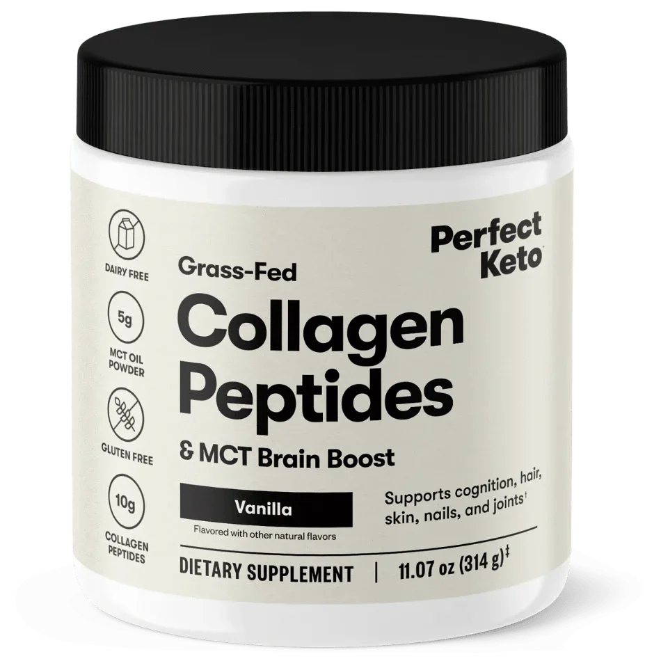 Perfect Keto Grass-Fed Collagen Peptides & MCT Brain Boost Vanilla Perfect Keto 314g P-PKKCV-15 Vital20